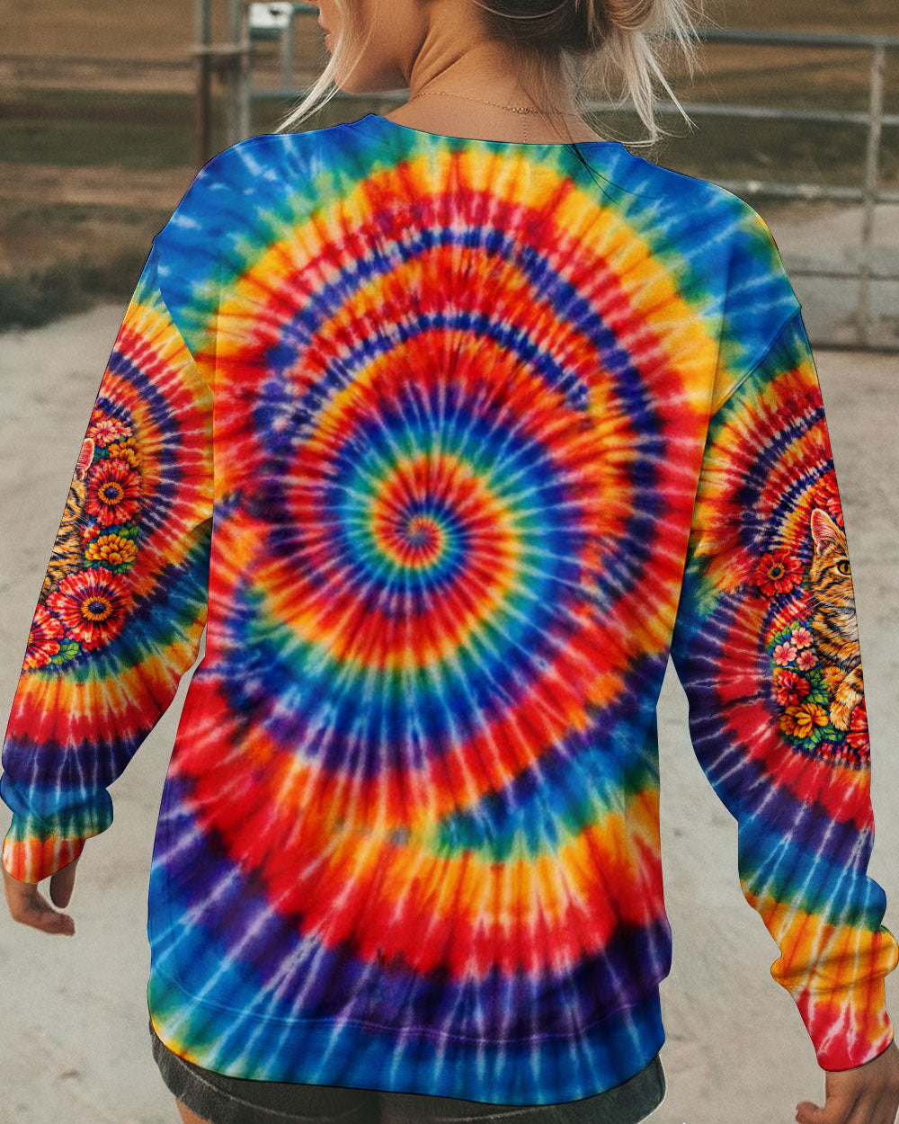FLORAL CAT SWIRL ALL OVER PRINT - TLTW0403262