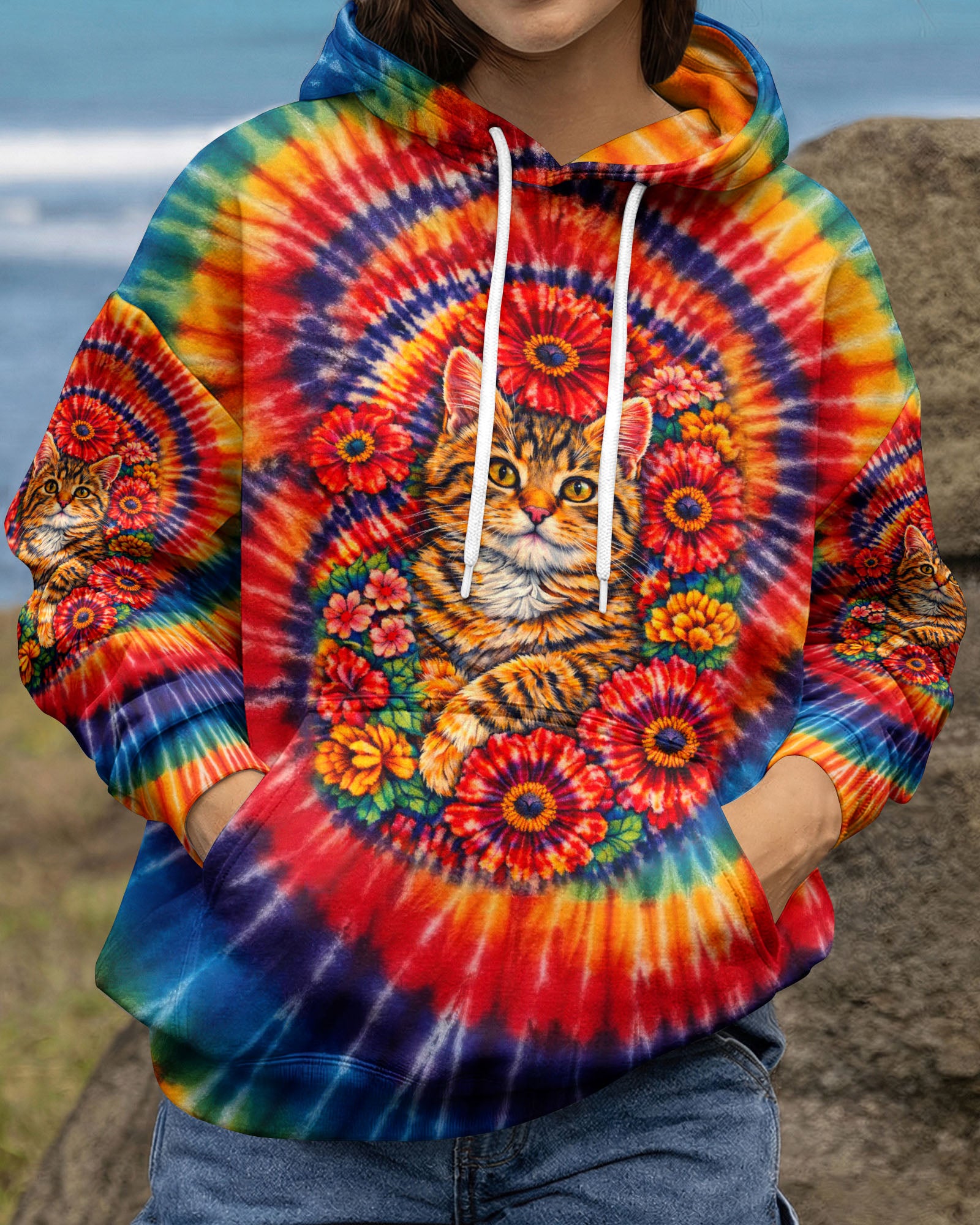 FLORAL CAT SWIRL ALL OVER PRINT - TLTW0403262