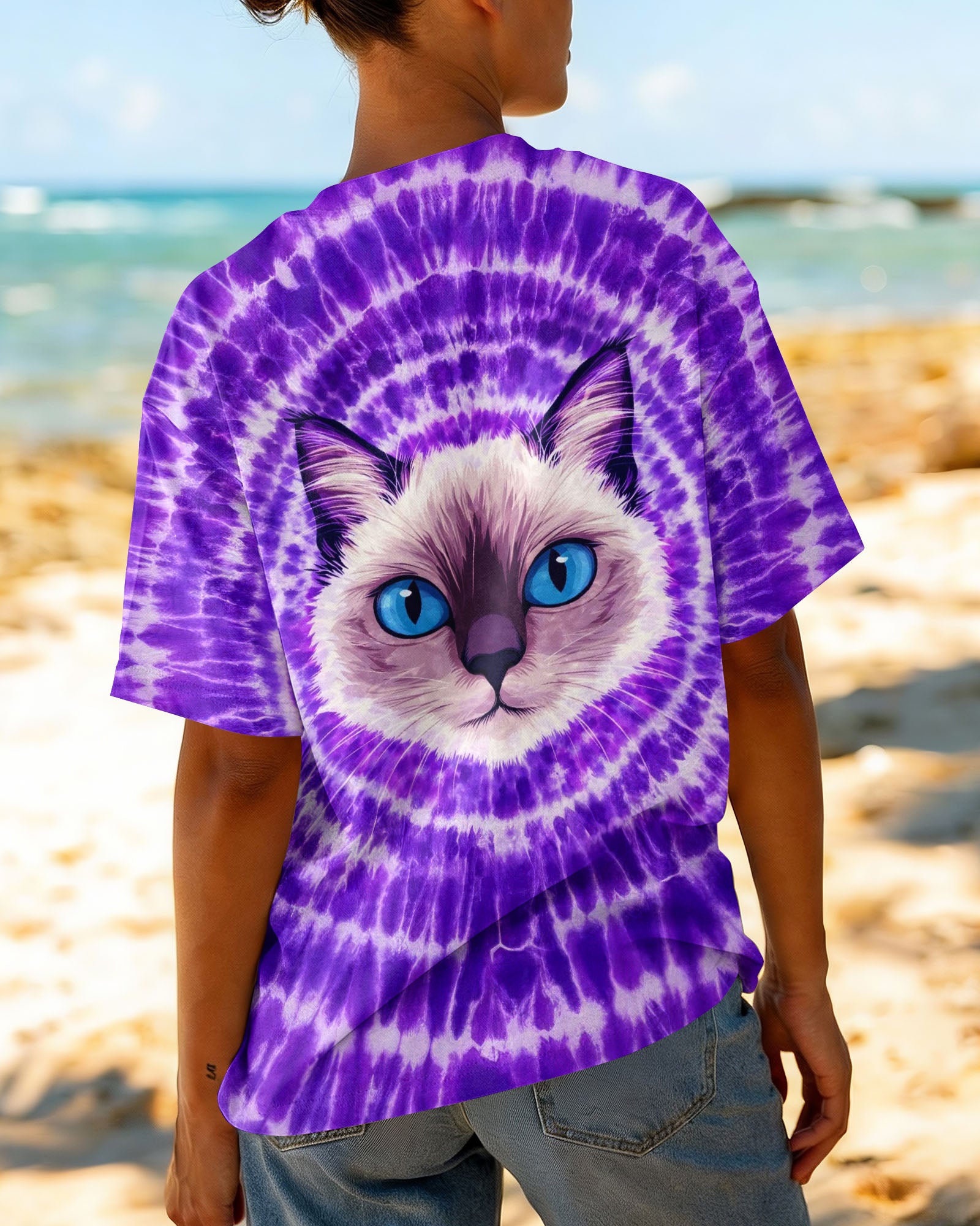 CAT FACE PURPLE SWIRL ALL OVER PRINT - TLTW0403263