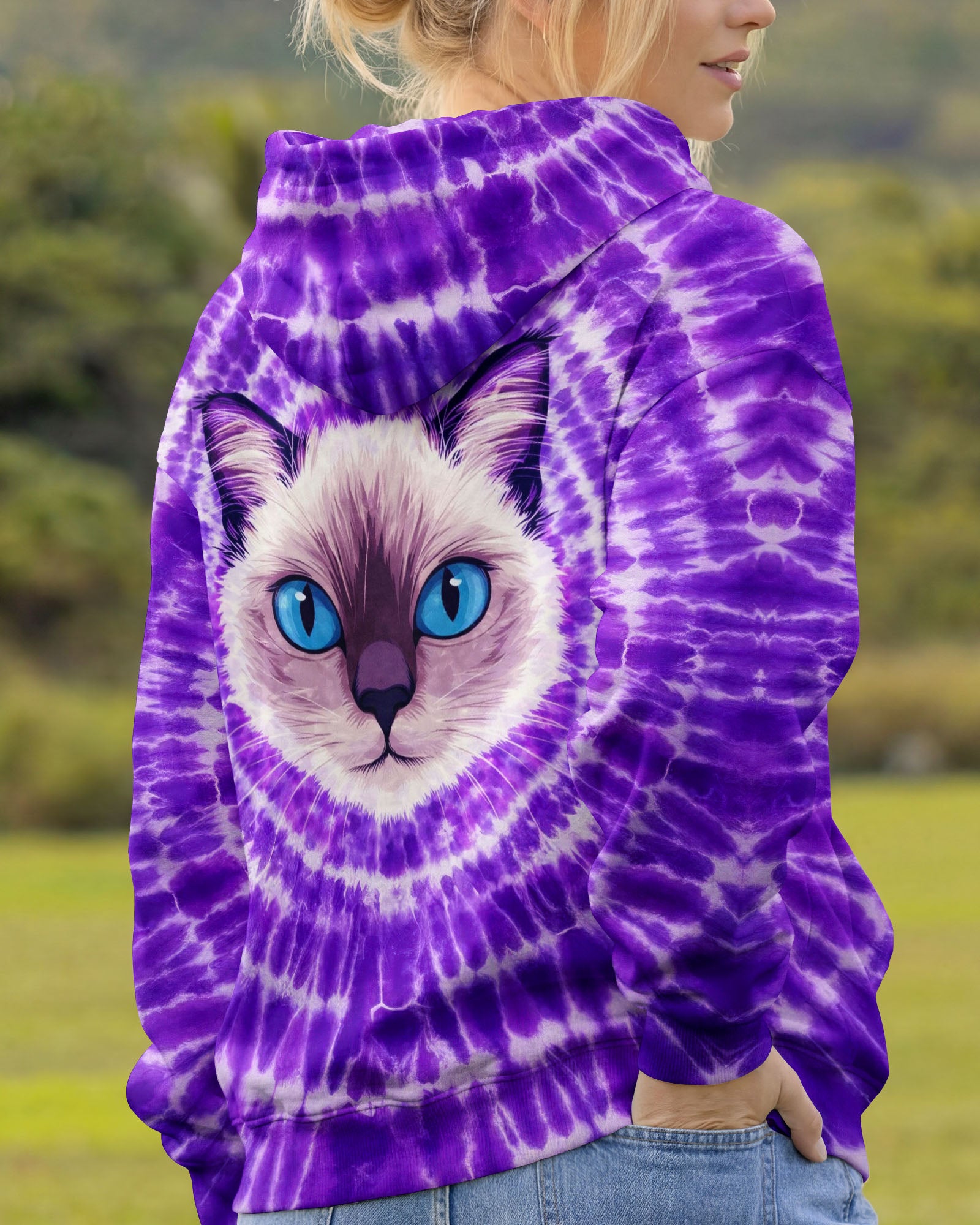 CAT FACE PURPLE SWIRL ALL OVER PRINT - TLTW0403263