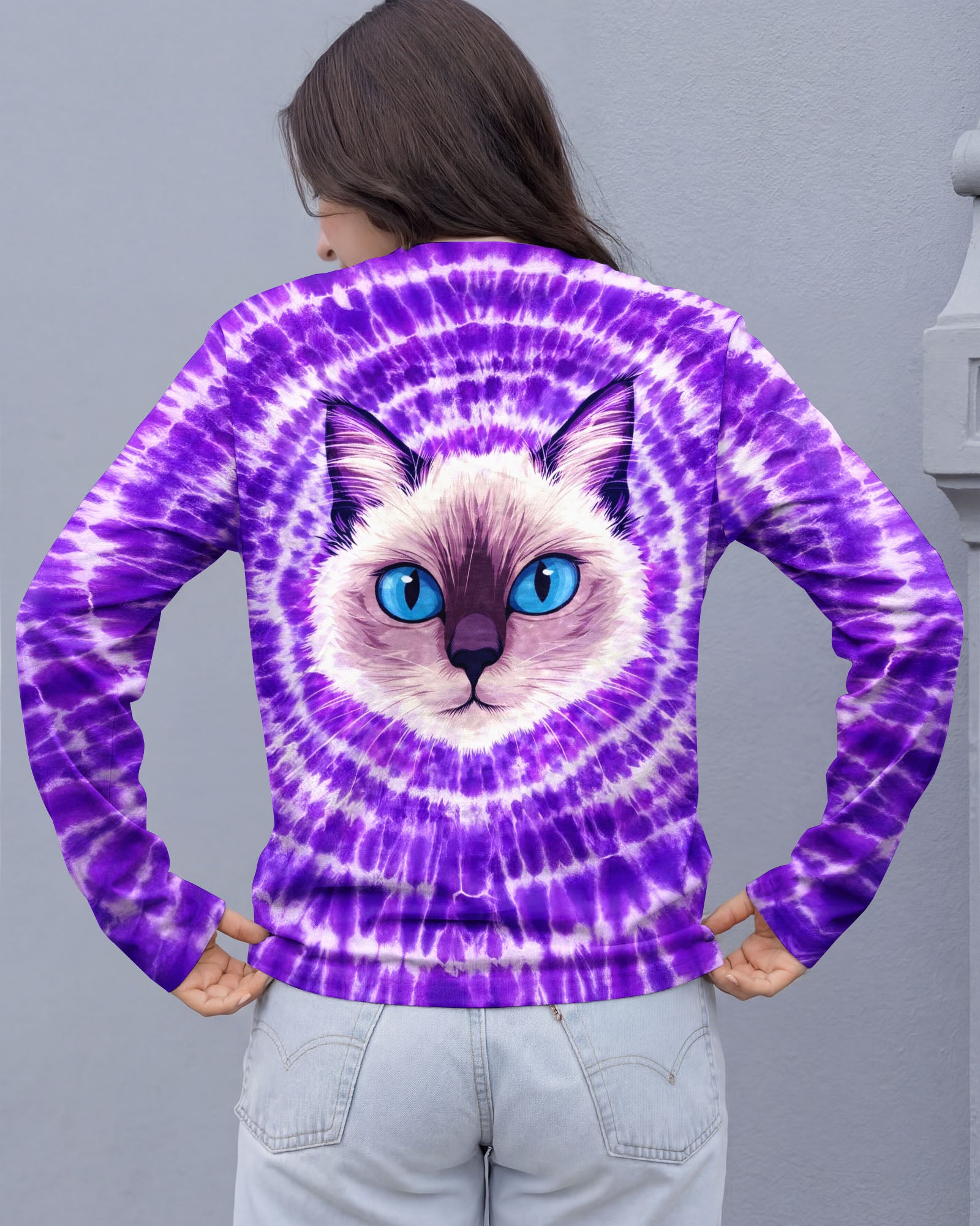 CAT FACE PURPLE SWIRL ALL OVER PRINT - TLTW0403263