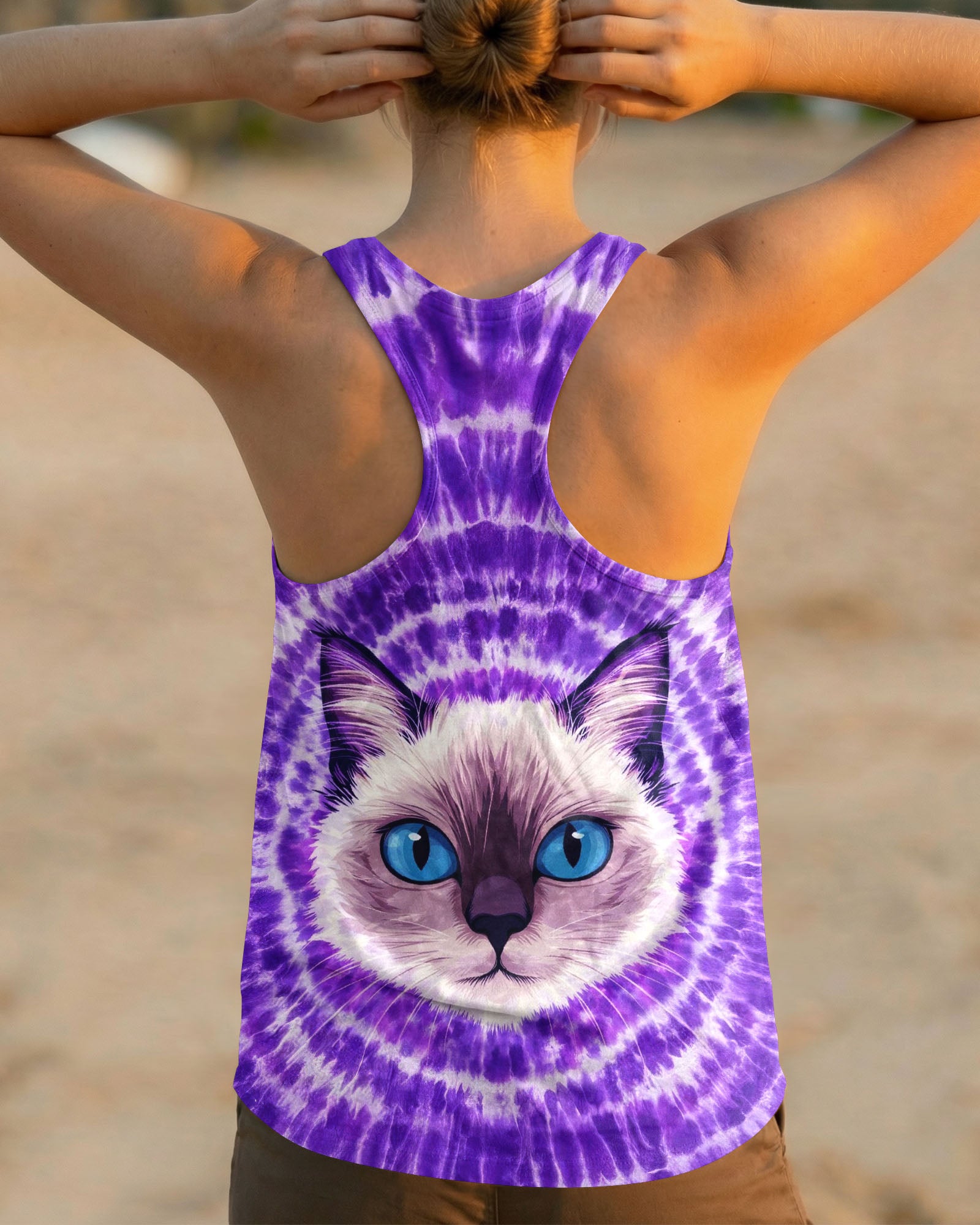 CAT FACE PURPLE SWIRL ALL OVER PRINT - TLTW0403263