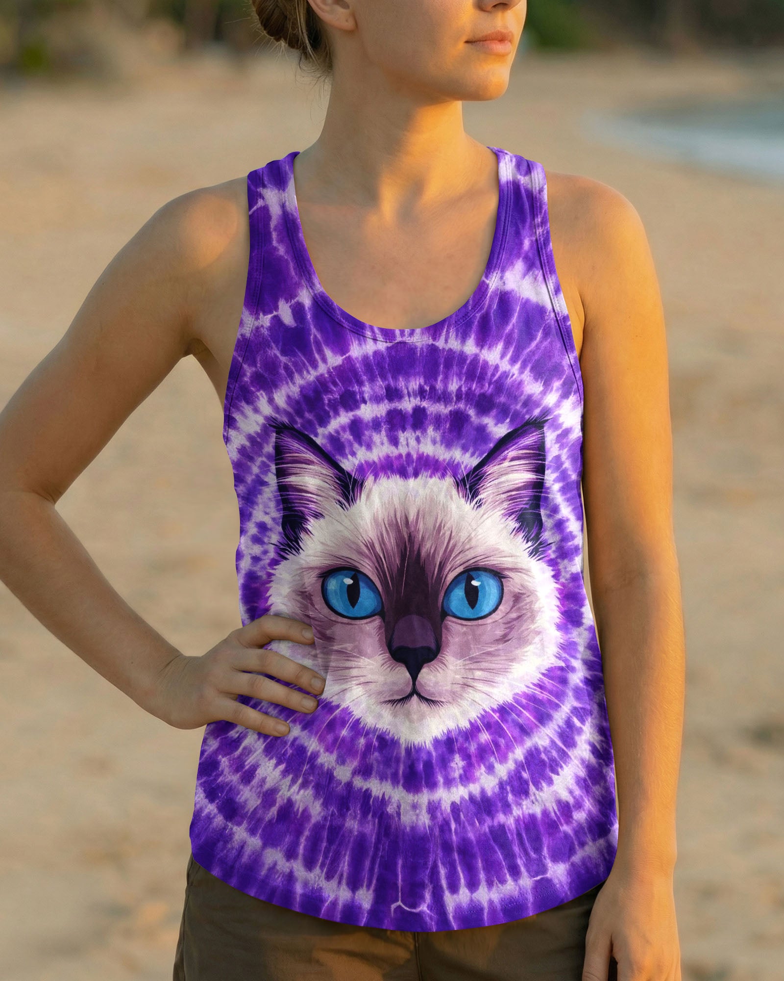 CAT FACE PURPLE SWIRL ALL OVER PRINT - TLTW0403263