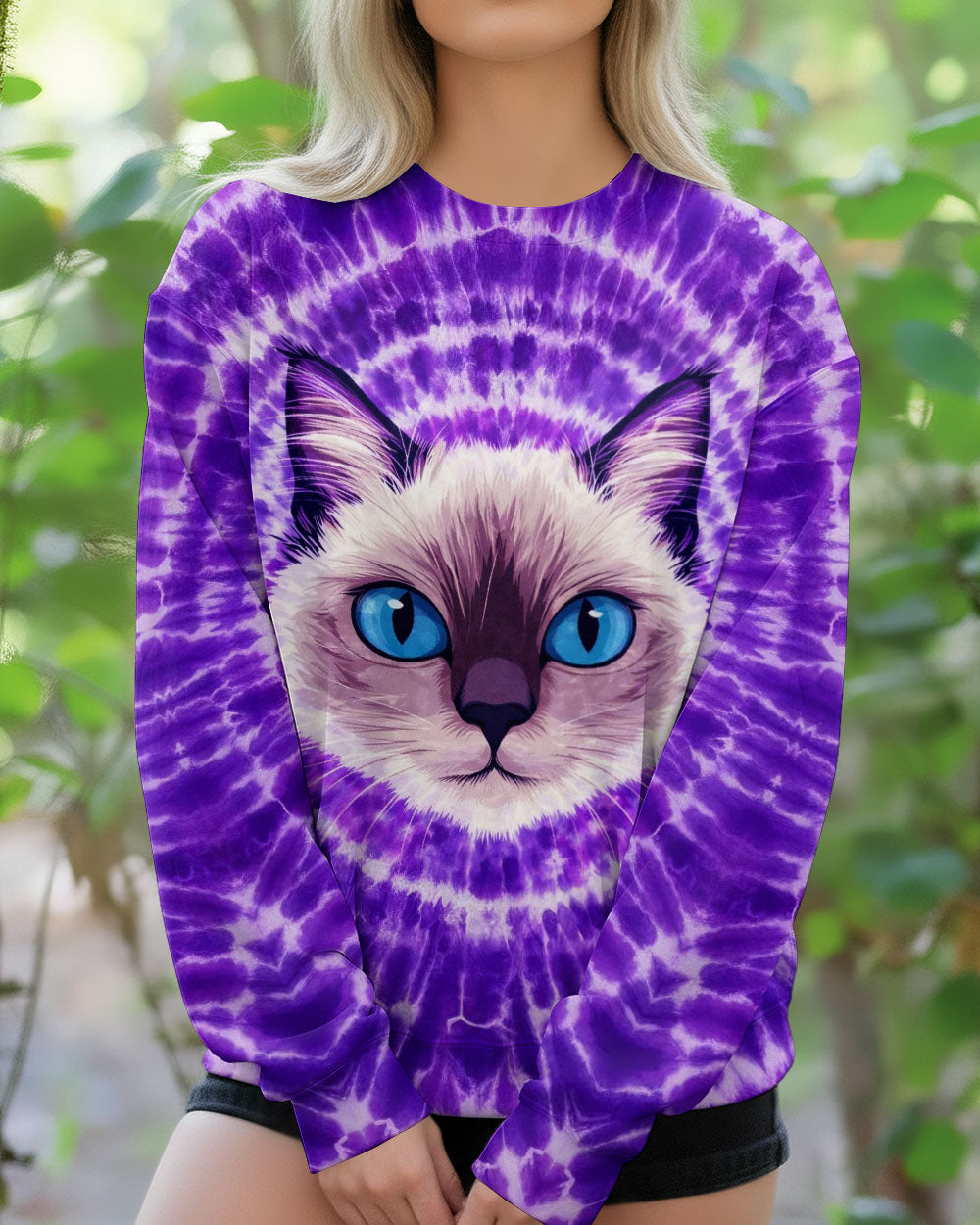 CAT FACE PURPLE SWIRL ALL OVER PRINT - TLTW0403263