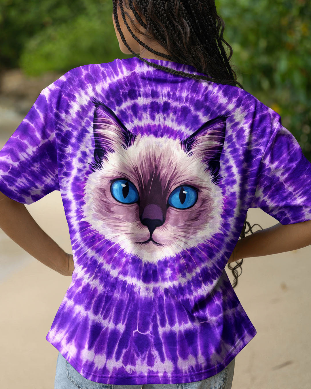 CAT FACE PURPLE SWIRL ALL OVER PRINT - TLTW0403263