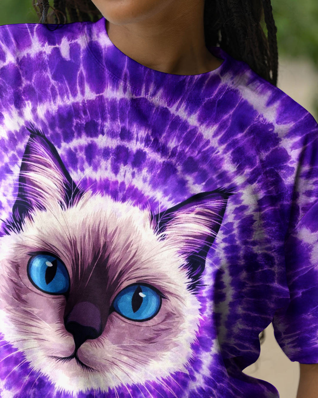 CAT FACE PURPLE SWIRL ALL OVER PRINT - TLTW0403263