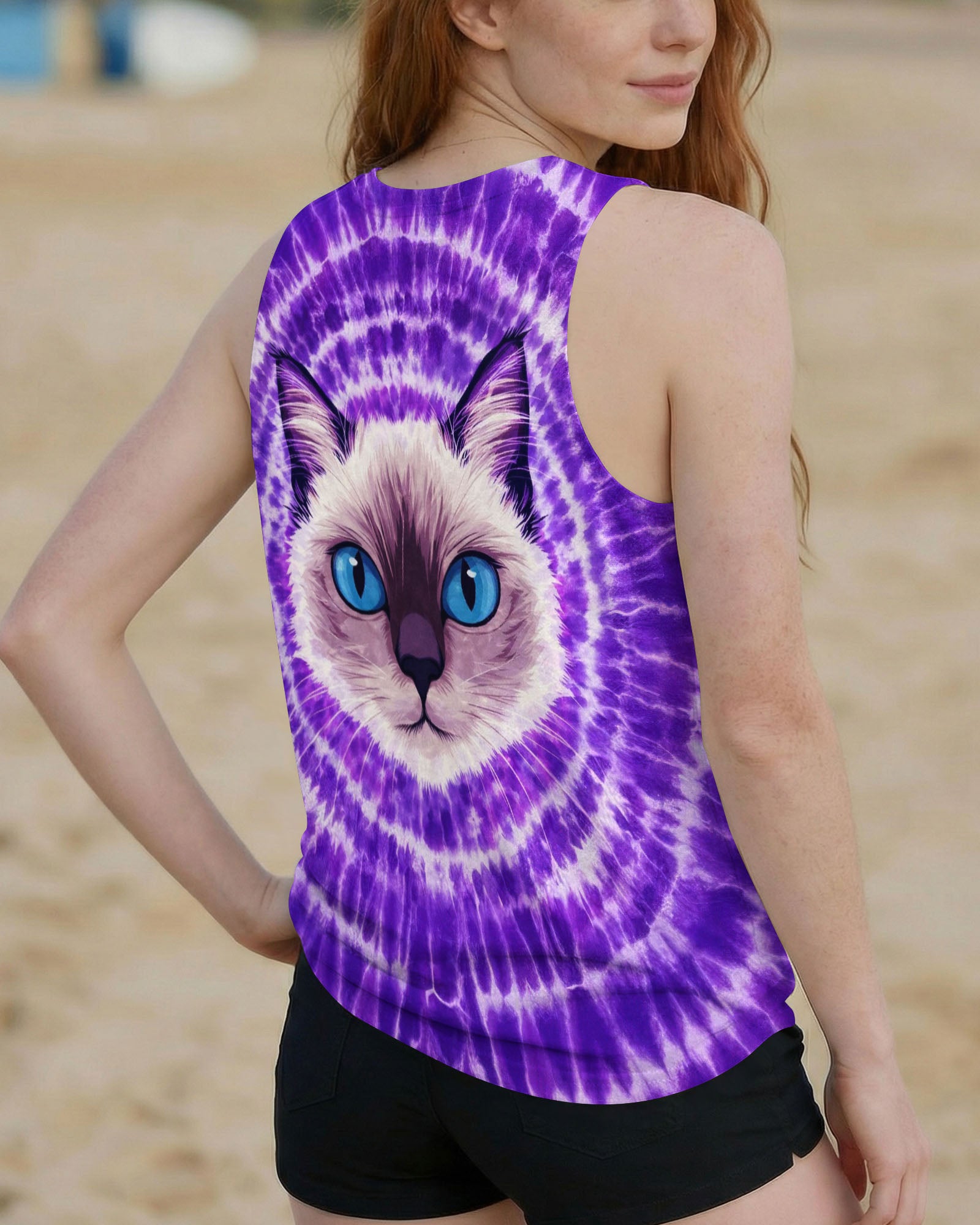 CAT FACE PURPLE SWIRL ALL OVER PRINT - TLTW0403263