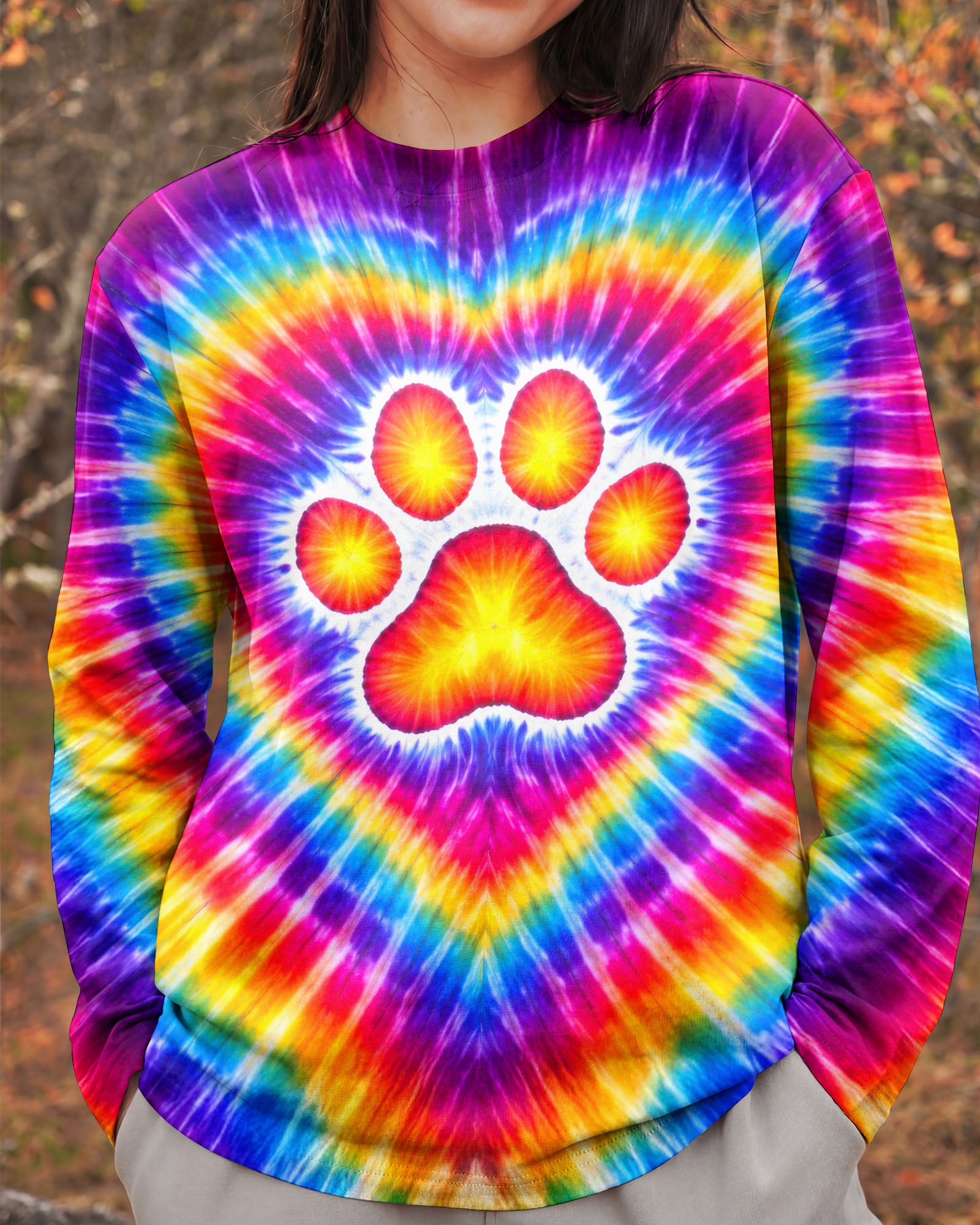PAW PRINT HEART COLORFUL SWIRL ALL OVER PRINT  - TLTW0501261