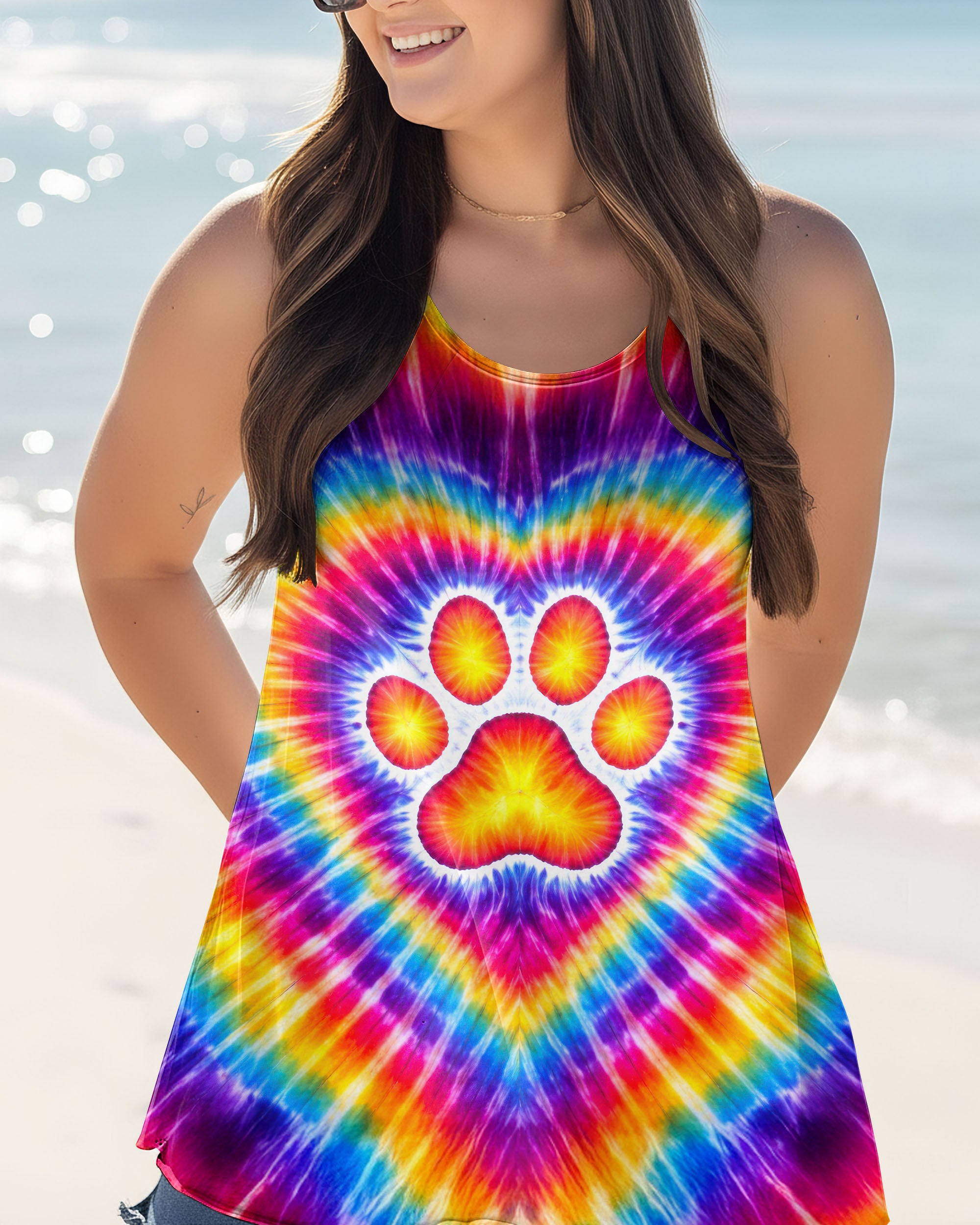 PAW PRINT HEART COLORFUL SWIRL ALL OVER PRINT  - TLTW0501261