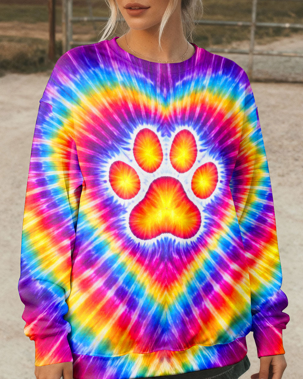 PAW PRINT HEART COLORFUL SWIRL ALL OVER PRINT  - TLTW0501261