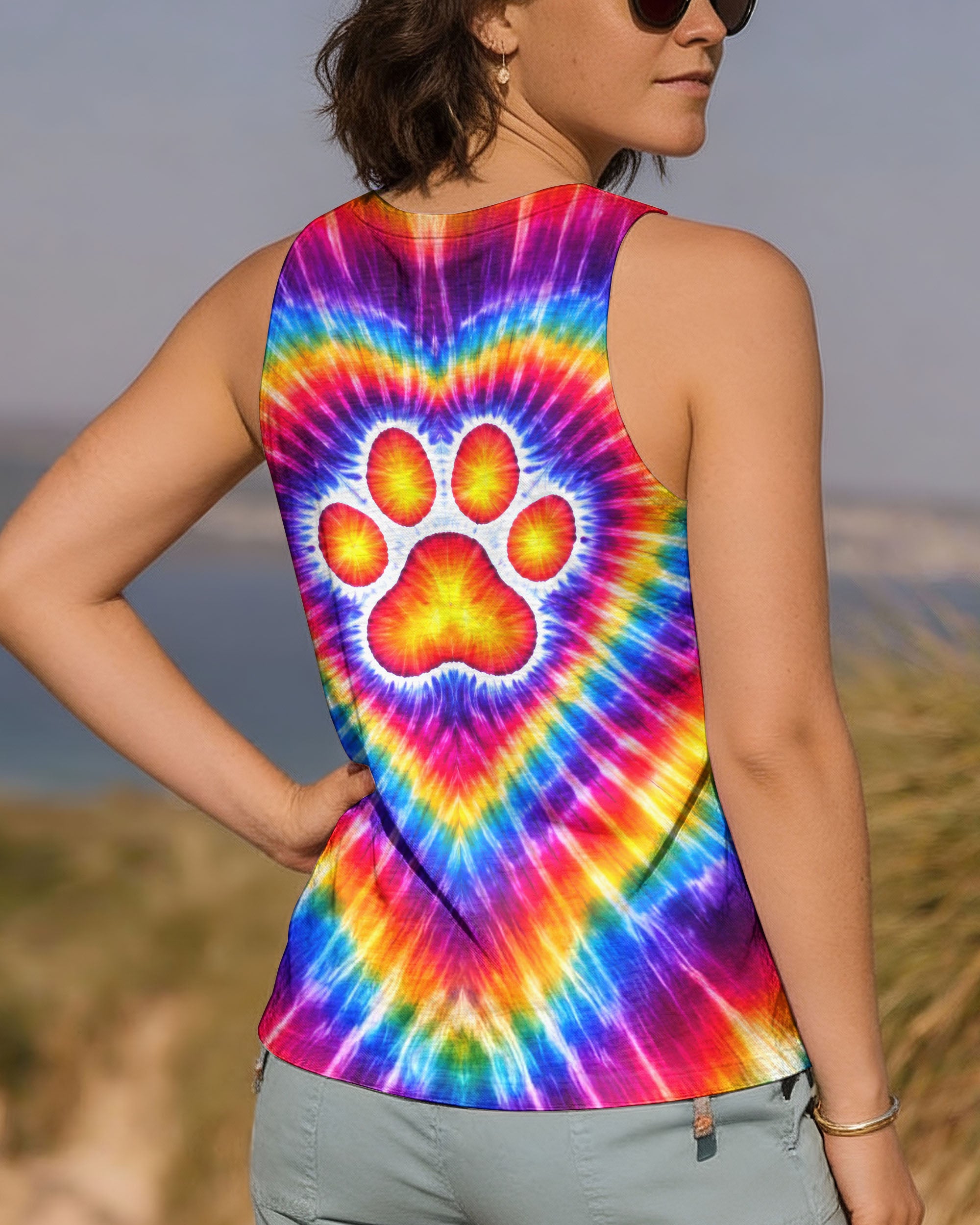 PAW PRINT HEART COLORFUL SWIRL ALL OVER PRINT  - TLTW0501261