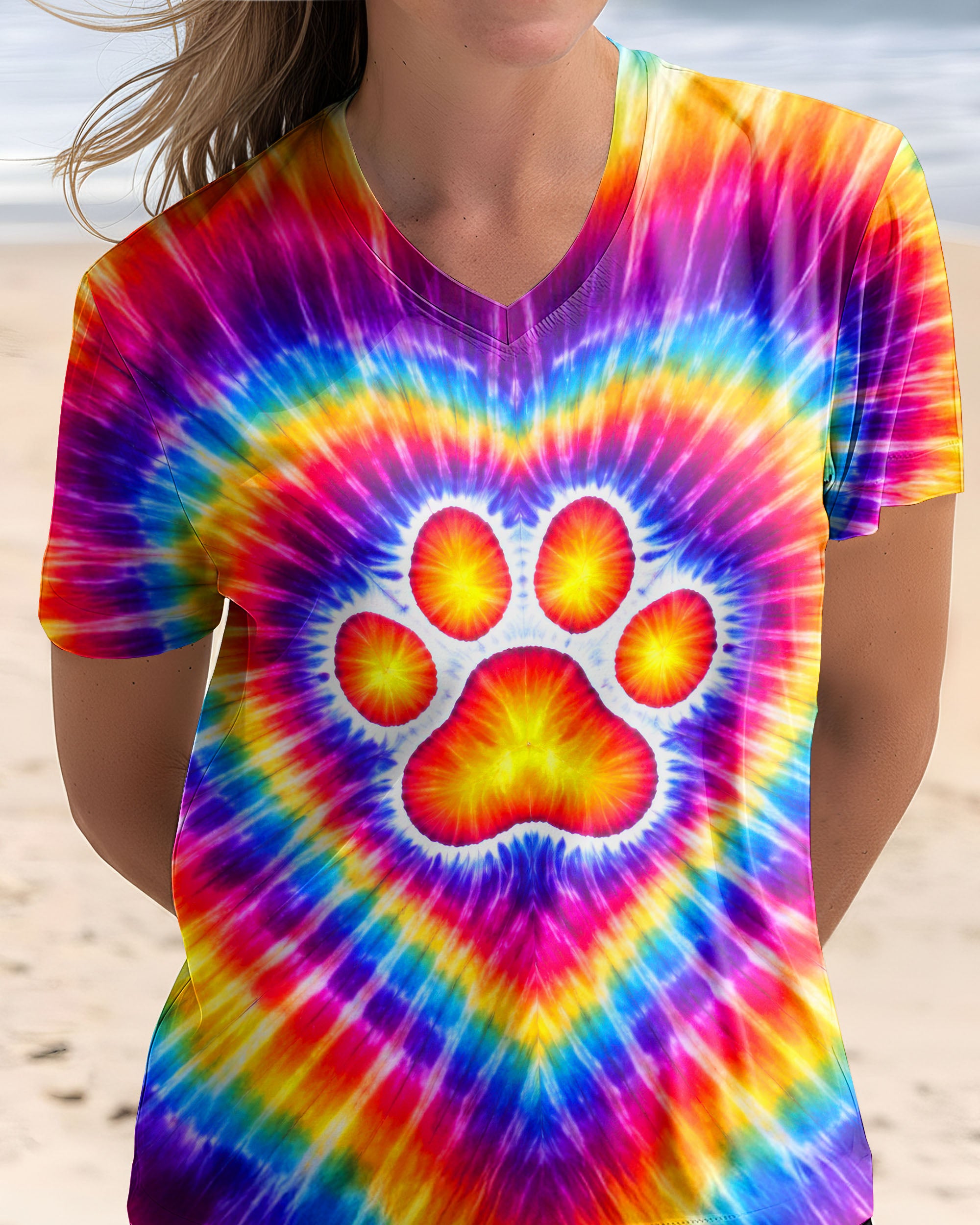 PAW PRINT HEART COLORFUL SWIRL ALL OVER PRINT  - TLTW0501261