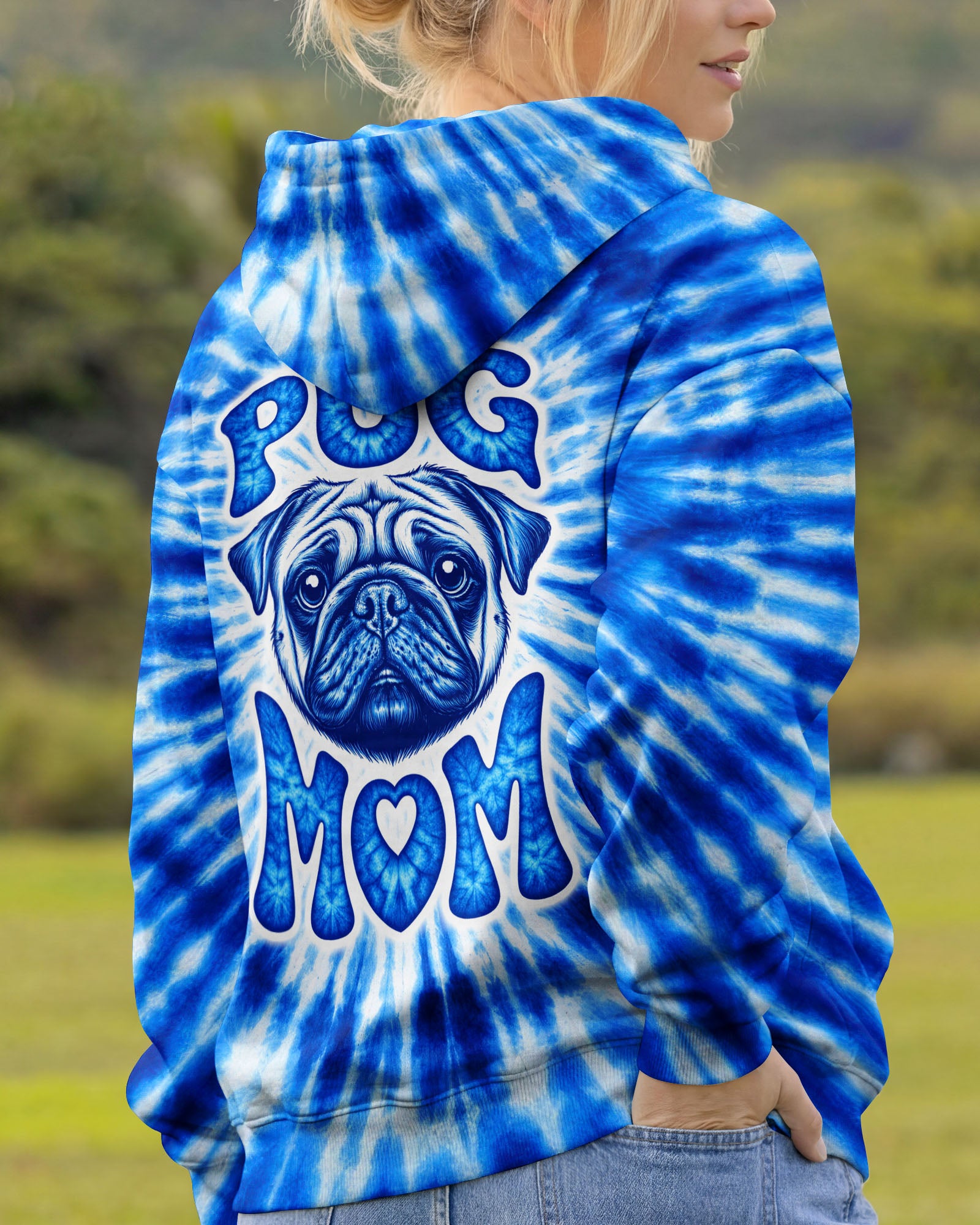 PUG MOM DOG BLUE SWIRL ALL OVER PRINT - TLTW0503262