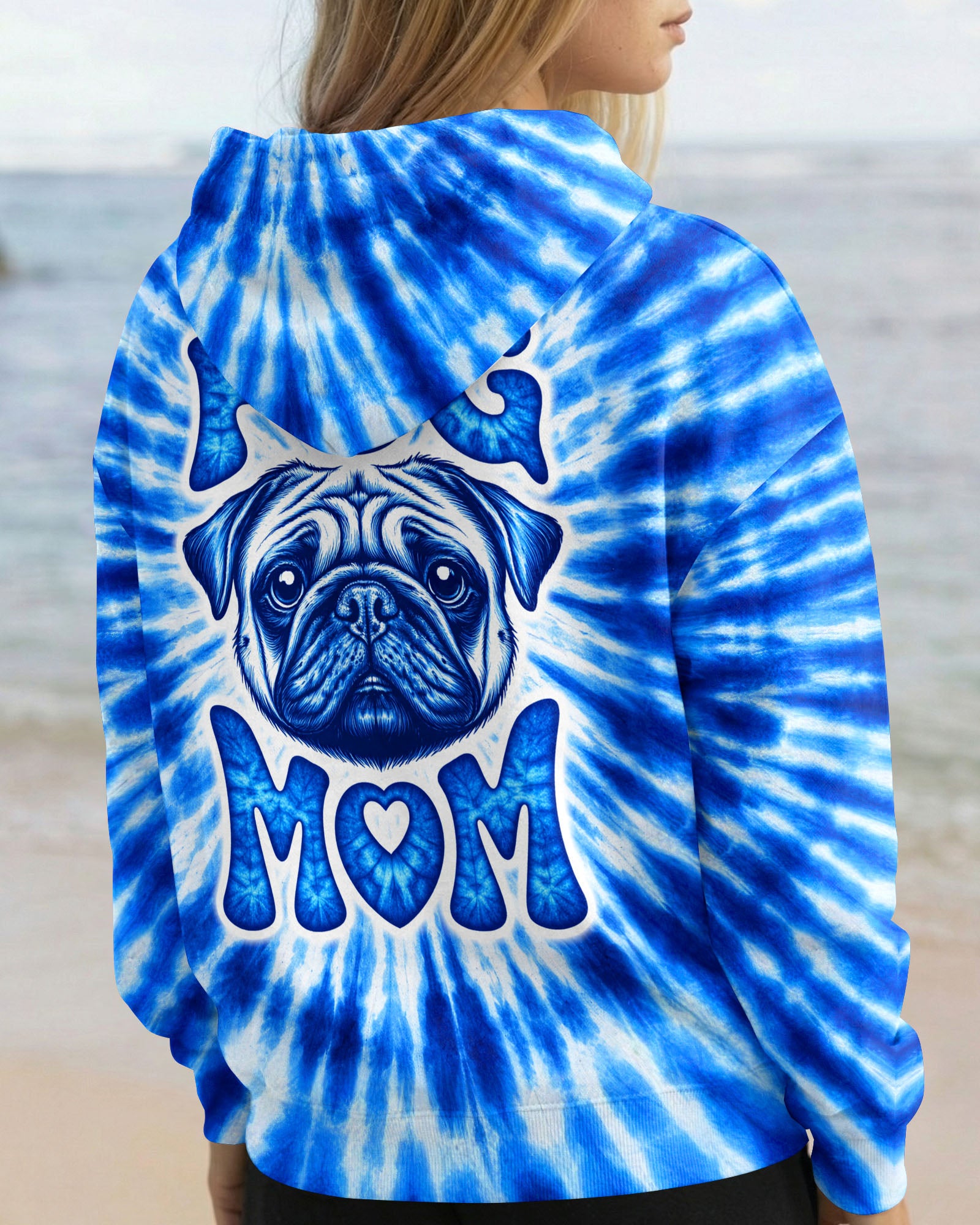 PUG MOM DOG BLUE SWIRL ALL OVER PRINT - TLTW0503262