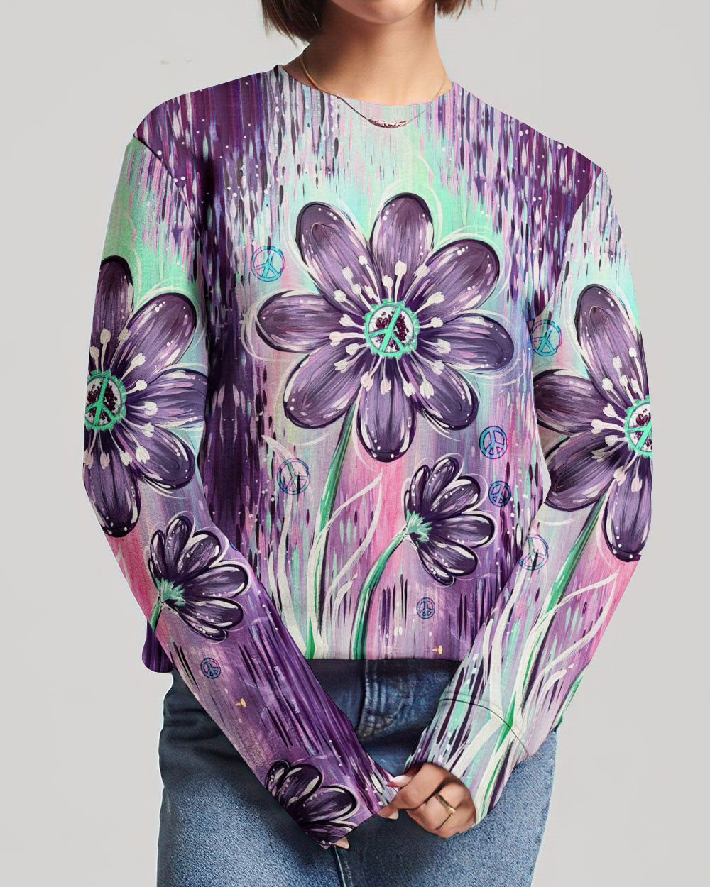 PEACE Y'ALL FLOWER ART ALL OVER PRINT - TLTW0507231