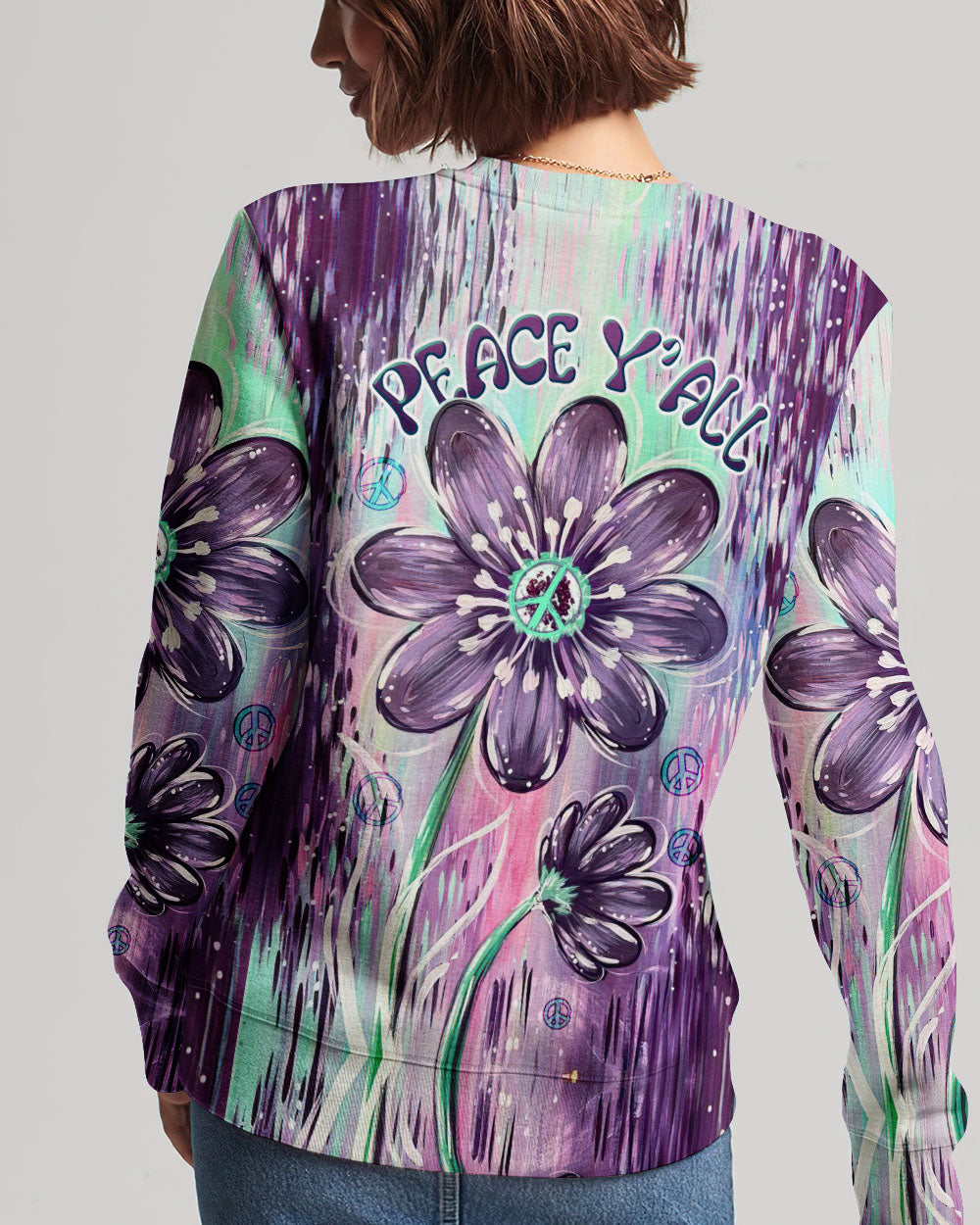 PEACE Y'ALL FLOWER ART ALL OVER PRINT - TLTW0507231