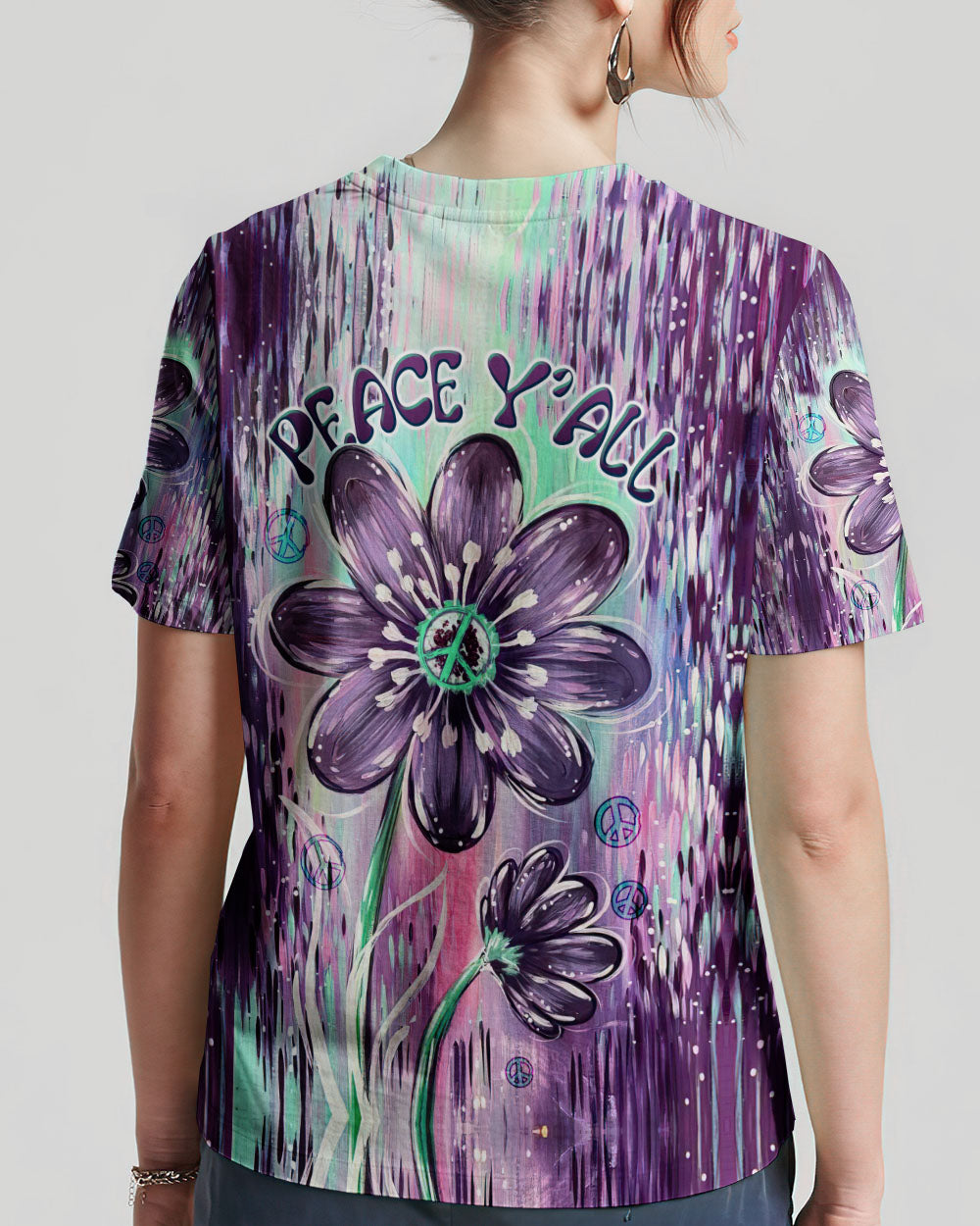 PEACE Y'ALL FLOWER ART ALL OVER PRINT - TLTW0507231