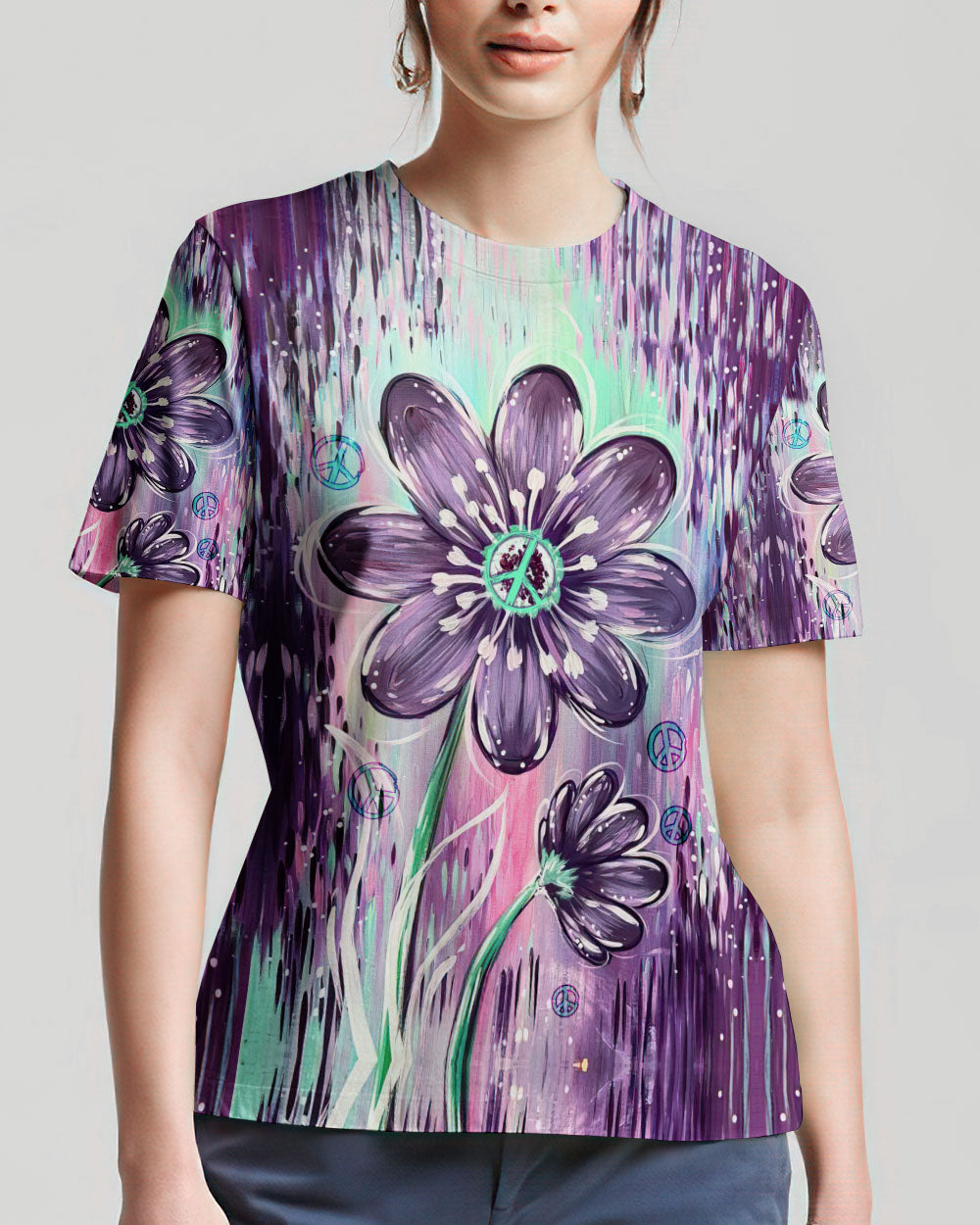 PEACE Y'ALL FLOWER ART ALL OVER PRINT - TLTW0507231