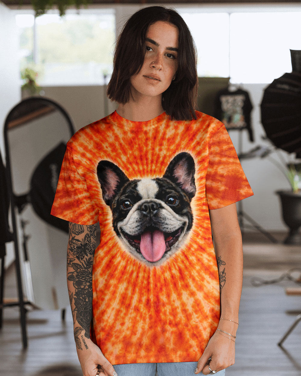 FRENCH BULLDOG ORANGE SWIRL ALL OVER PRINT - TLTW0603263