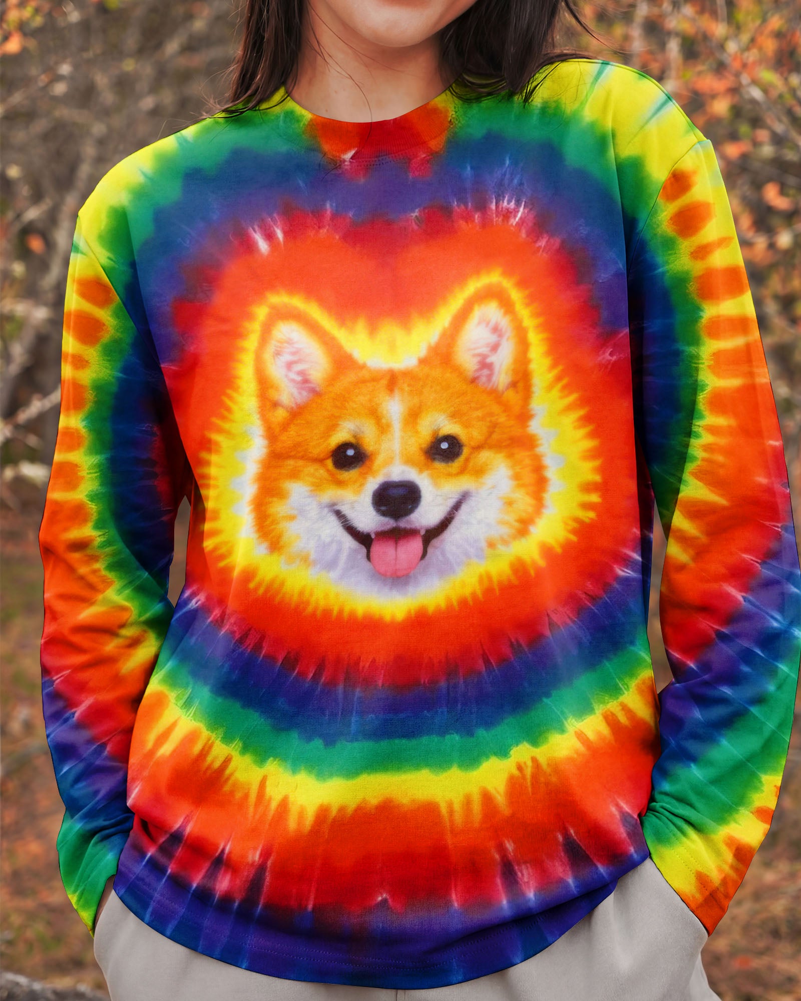 CUTE CORGI COLORFUL SWIRL ALL OVER PRINT   - TLTW0701262