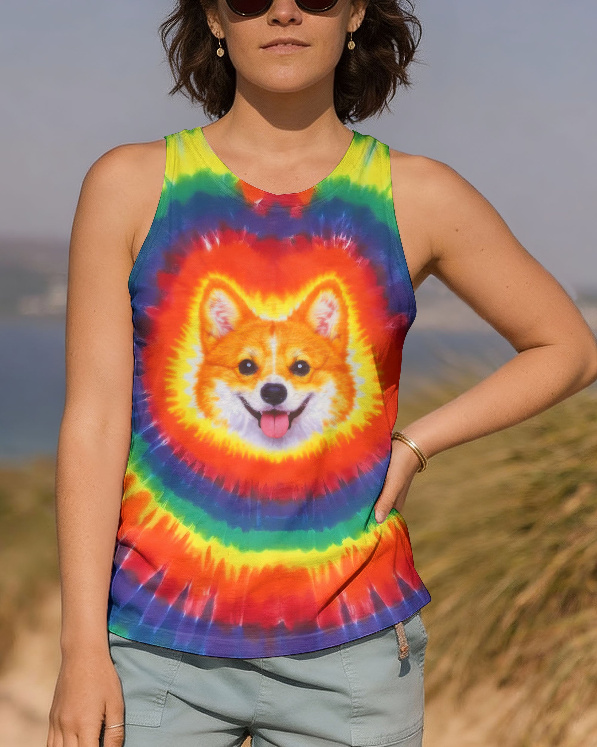 CUTE CORGI COLORFUL SWIRL ALL OVER PRINT   - TLTW0701262