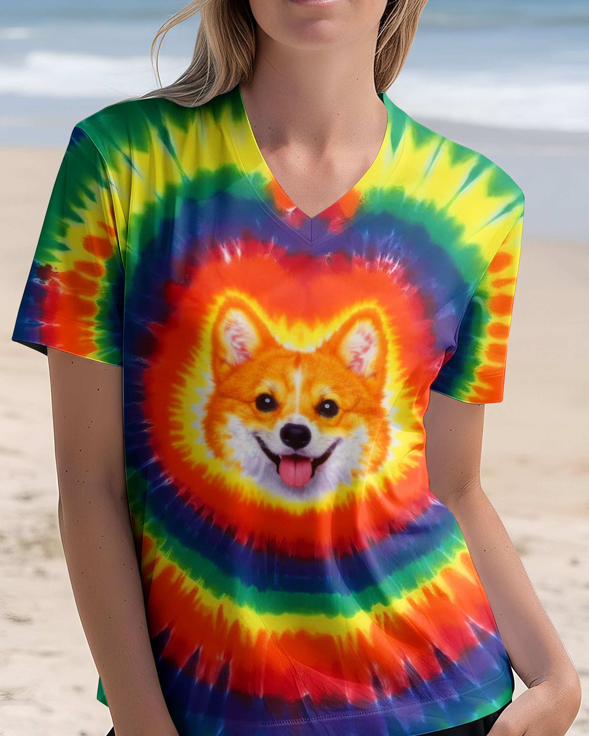 CUTE CORGI COLORFUL SWIRL ALL OVER PRINT   - TLTW0701262