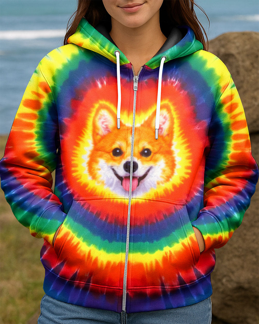 CUTE CORGI COLORFUL SWIRL ALL OVER PRINT   - TLTW0701262