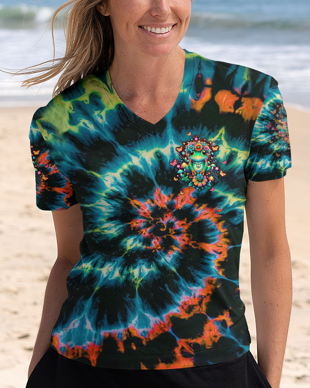 BE YOU THE WORLD WILL ADJUST FROG TIE DYE  ALL OVER PRINT  - TLTW0801251