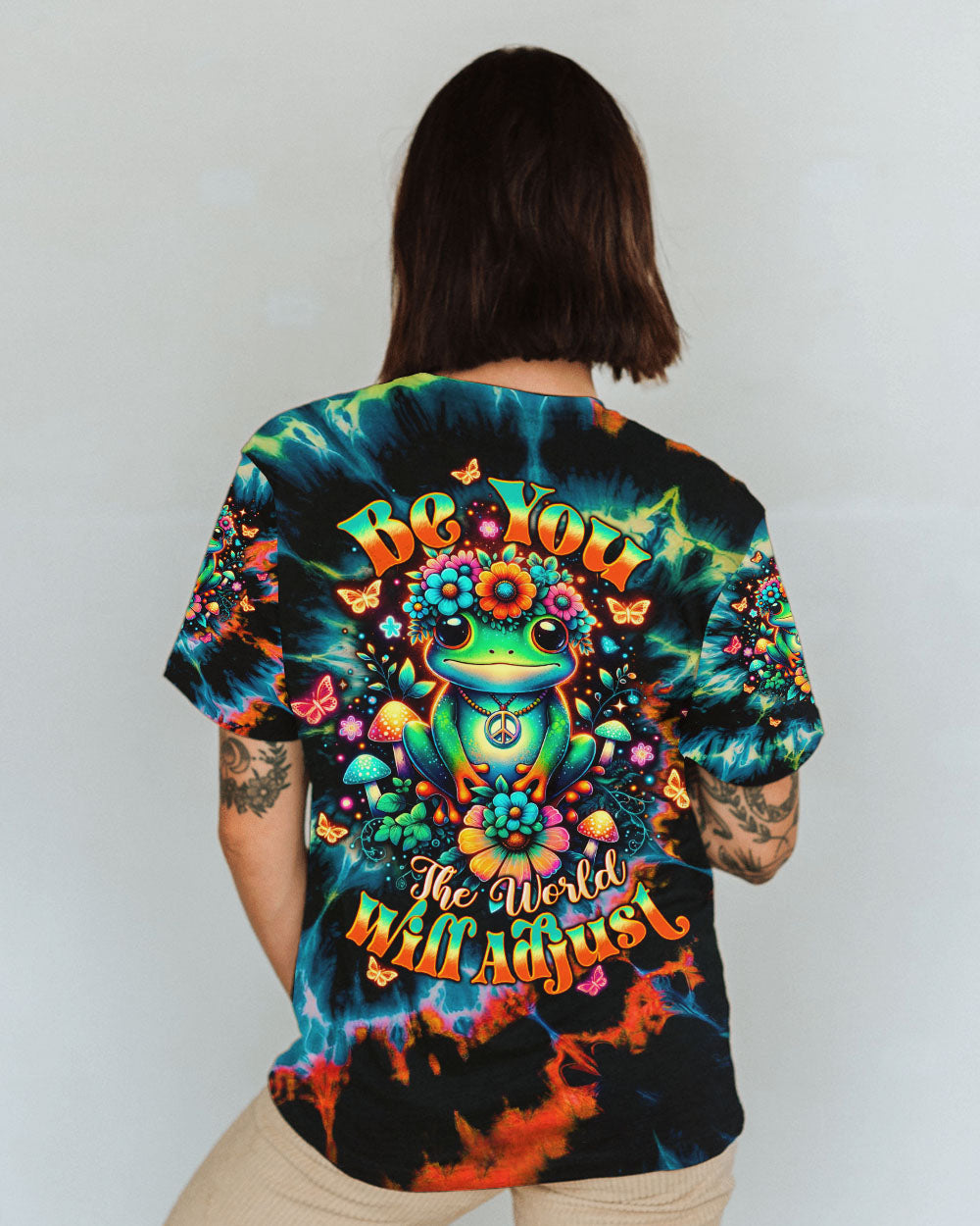 BE YOU THE WORLD WILL ADJUST FROG TIE DYE  ALL OVER PRINT  - TLTW0801251
