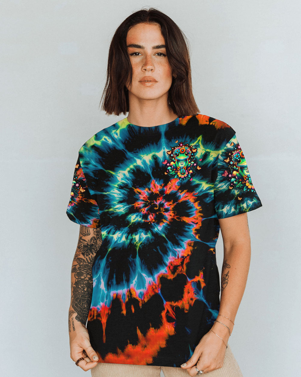 BE YOU THE WORLD WILL ADJUST FROG TIE DYE  ALL OVER PRINT  - TLTW0801251