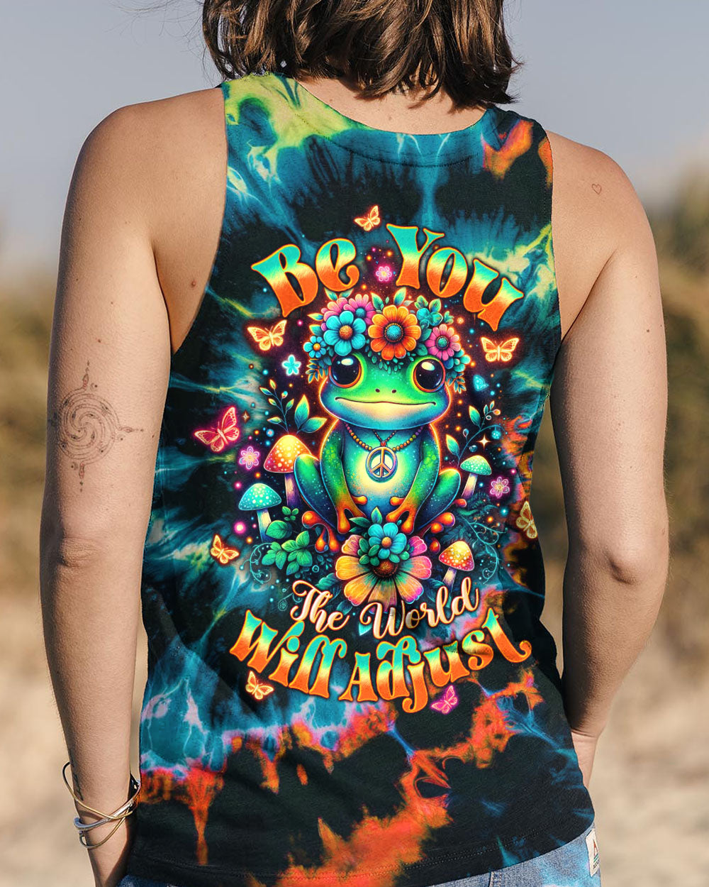 BE YOU THE WORLD WILL ADJUST FROG TIE DYE  ALL OVER PRINT  - TLTW0801251