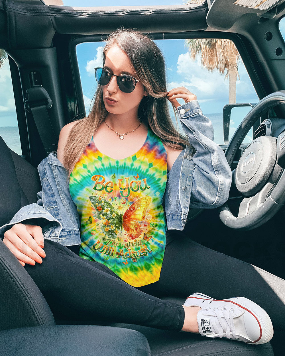 BE YOU THE WORLD WILL ADJUST BUTTERFLY TIE DYE  ALL OVER PRINT  - TLTW0801255