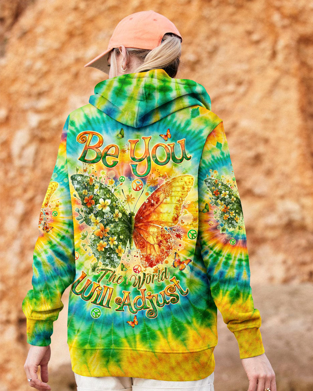 BE YOU THE WORLD WILL ADJUST BUTTERFLY TIE DYE  ALL OVER PRINT  - TLTW0801255