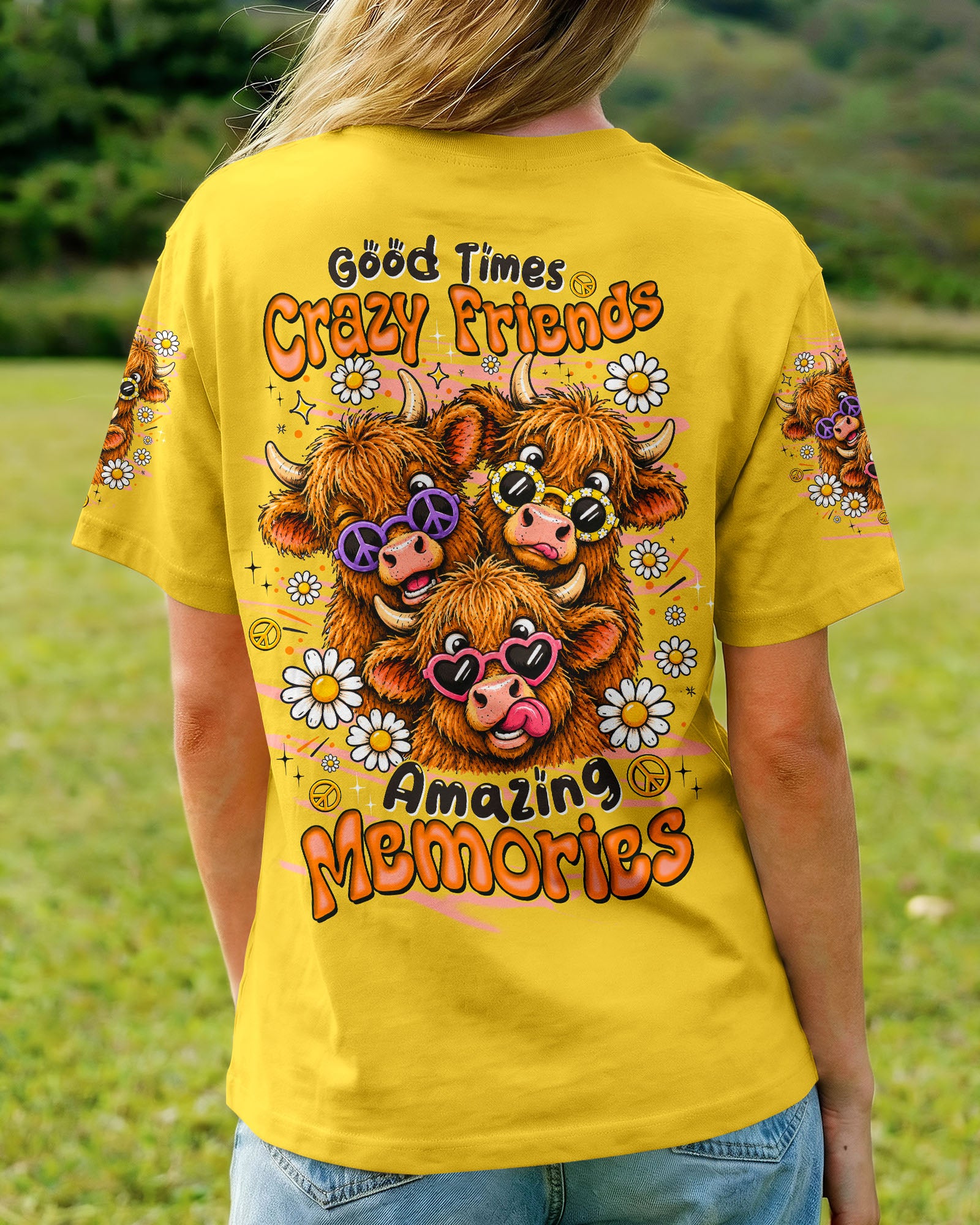 GOOD TIMES CRAZY FRIEND HIGHLAND COW ALL OVER PRINT - TLTW0807261