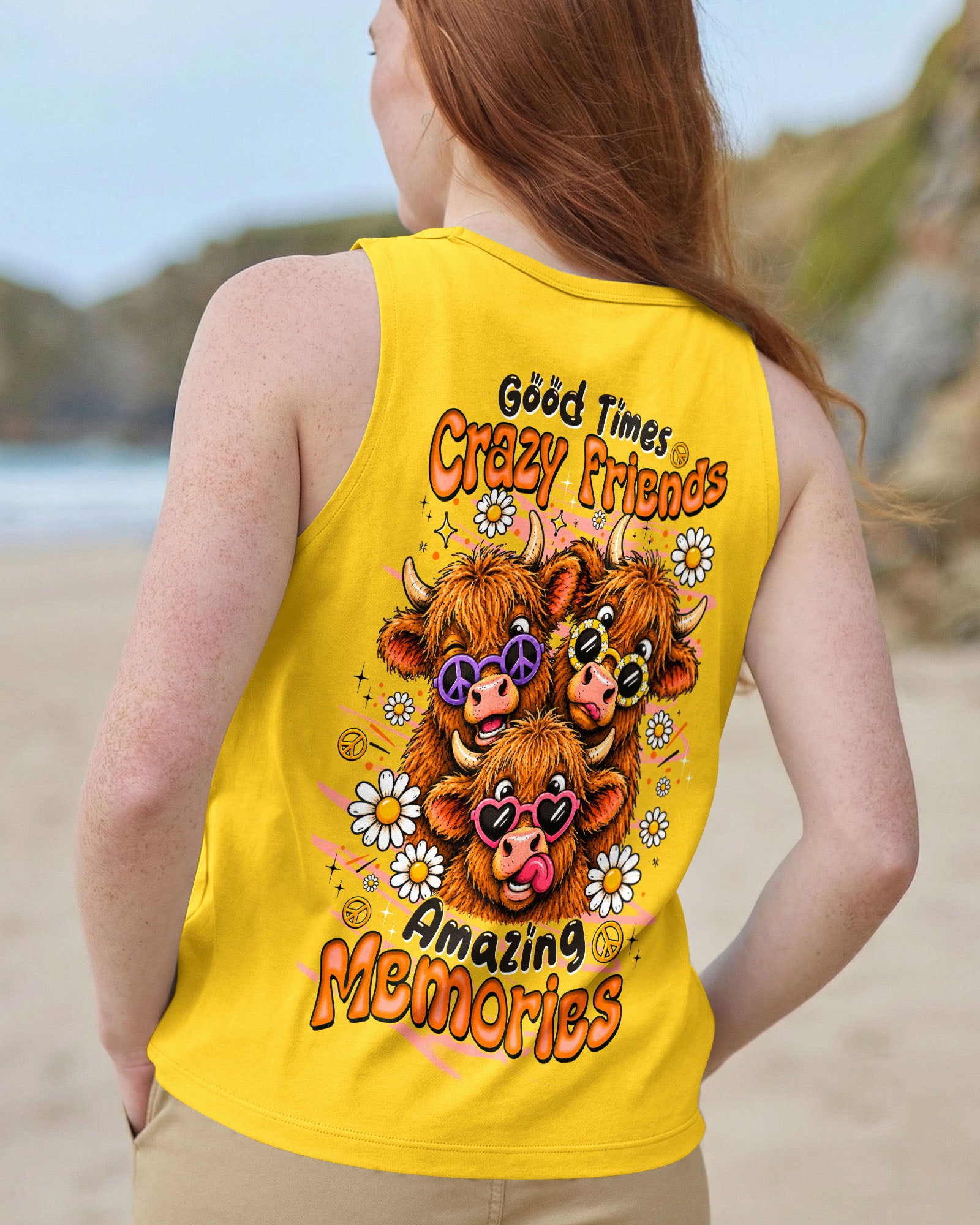 GOOD TIMES CRAZY FRIEND HIGHLAND COW ALL OVER PRINT - TLTW0807261