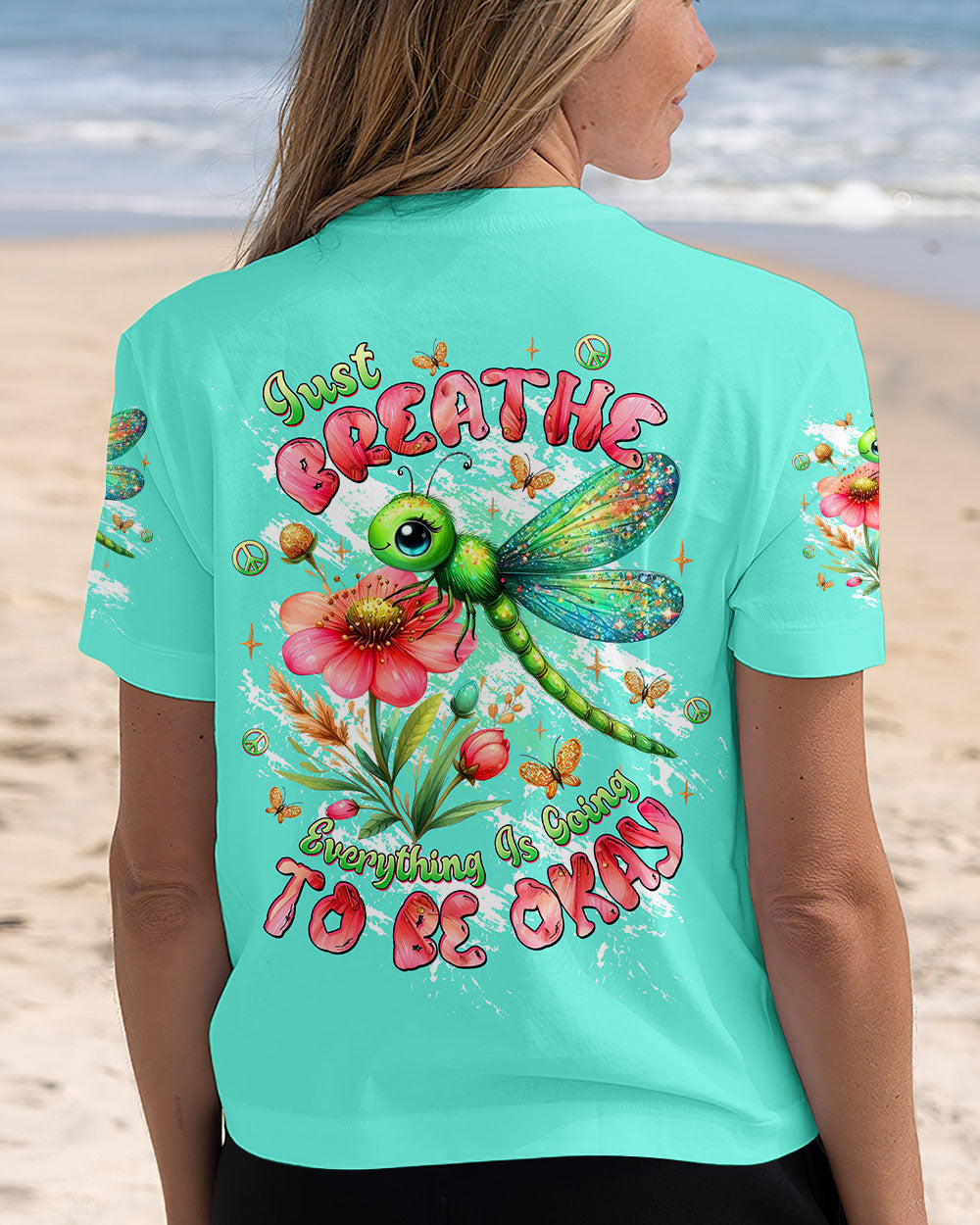 JUST BREATHE  BUTTERFLY DRAGONFLY ALL OVER PRINT - TLTW0910254