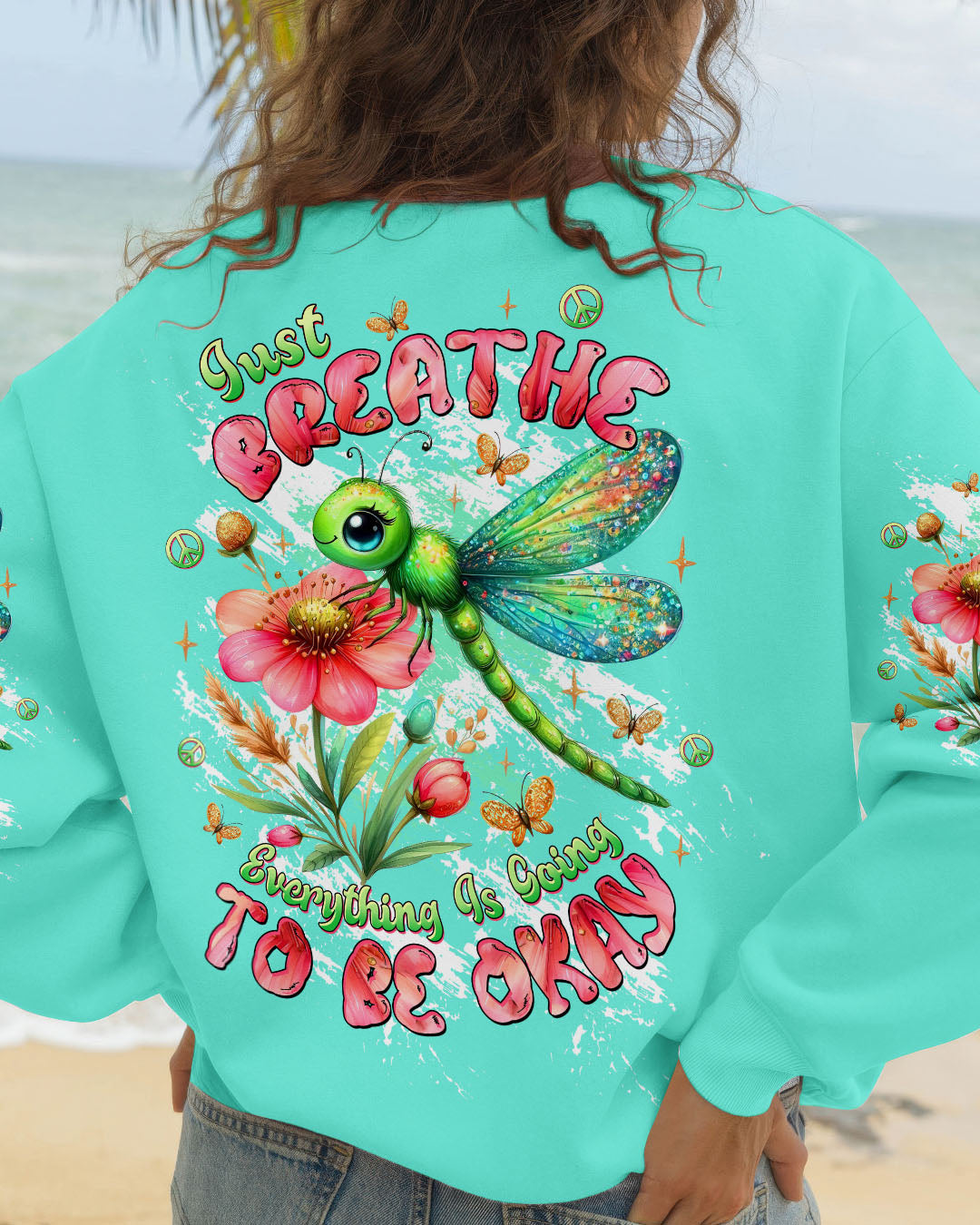 JUST BREATHE  BUTTERFLY DRAGONFLY ALL OVER PRINT - TLTW0910254