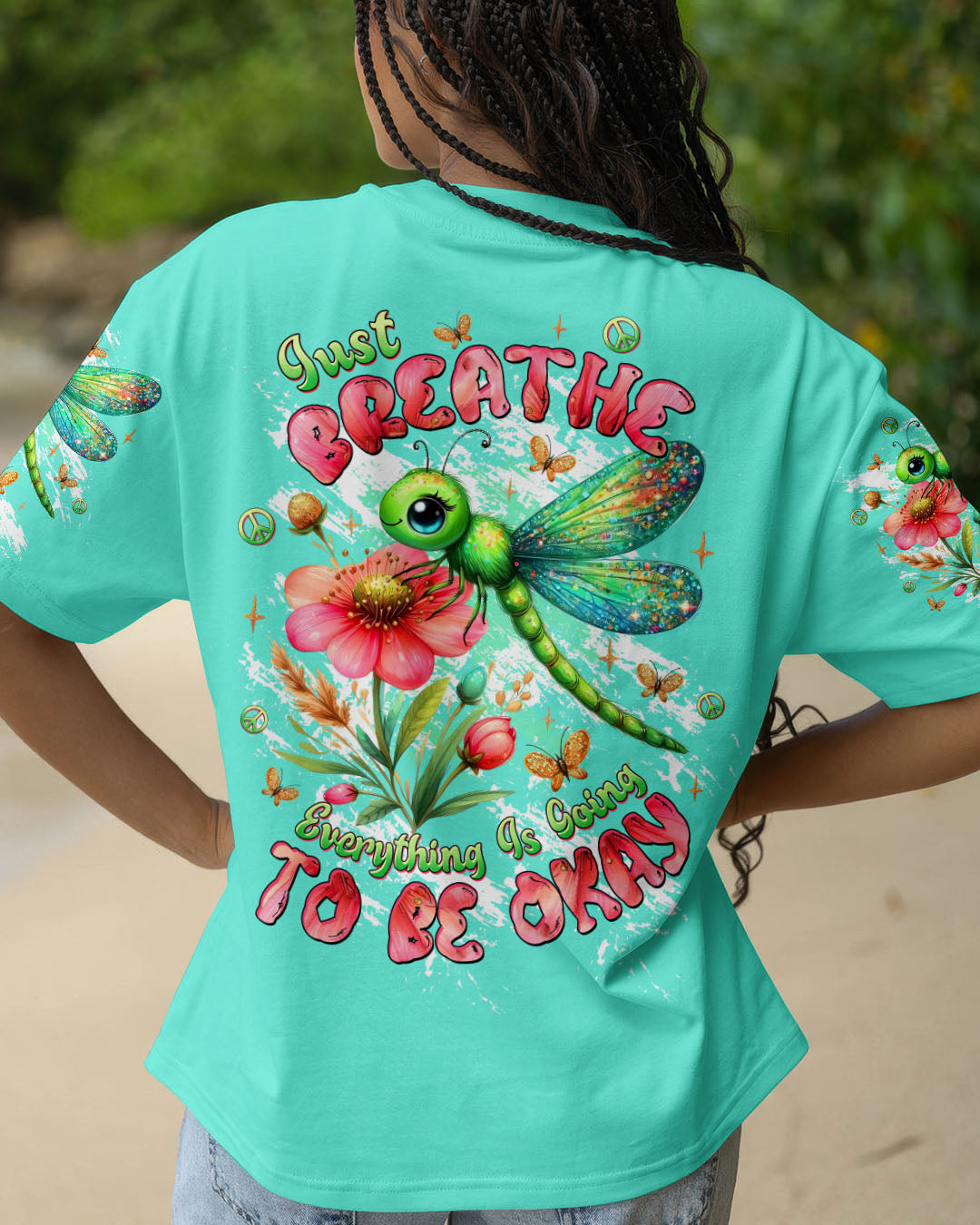 JUST BREATHE  BUTTERFLY DRAGONFLY ALL OVER PRINT - TLTW0910254