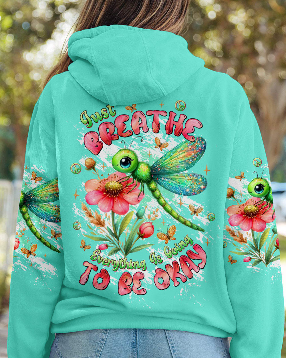 JUST BREATHE  BUTTERFLY DRAGONFLY ALL OVER PRINT - TLTW0910254