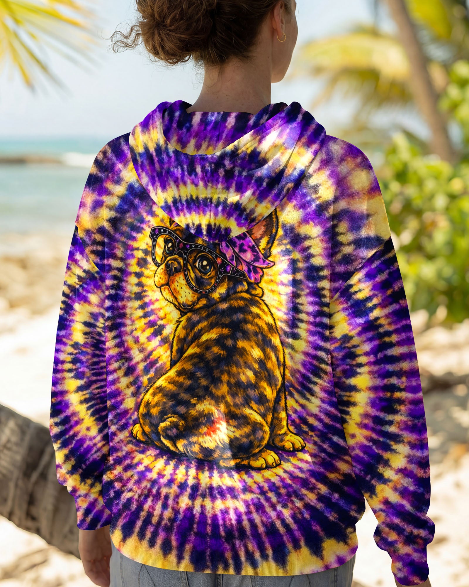 FRENCH BULLDOG PURPLE & YELLOW SWIRL ALL OVER PRINT - TLTW1103263