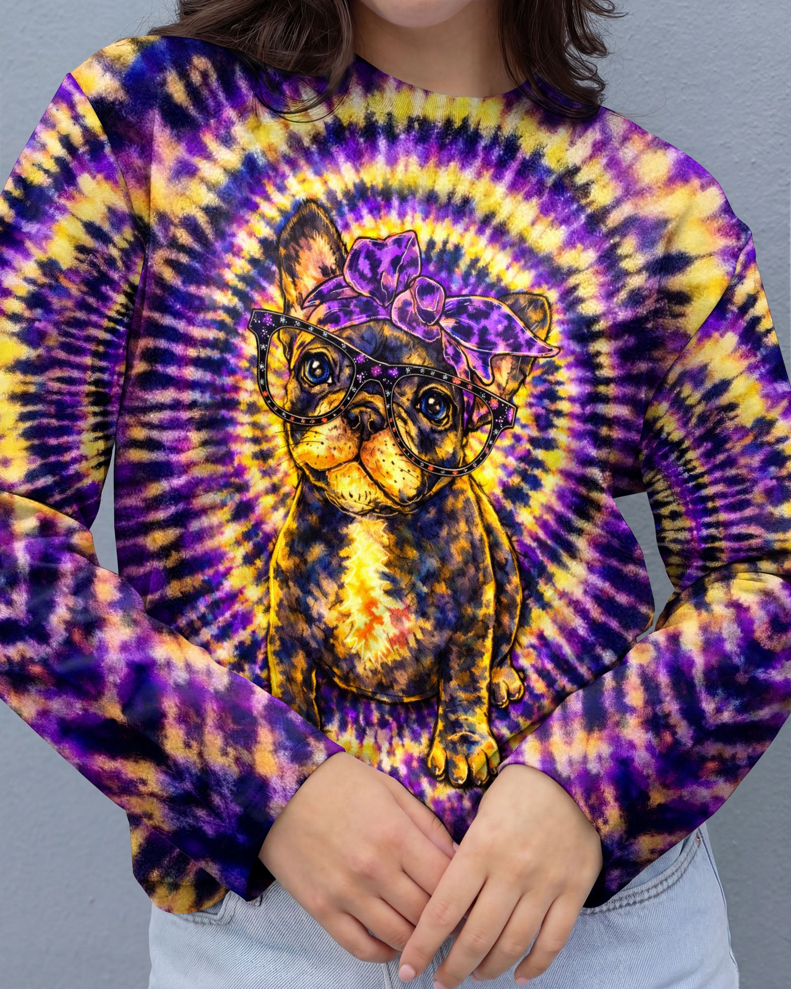 FRENCH BULLDOG PURPLE & YELLOW SWIRL ALL OVER PRINT - TLTW1103263
