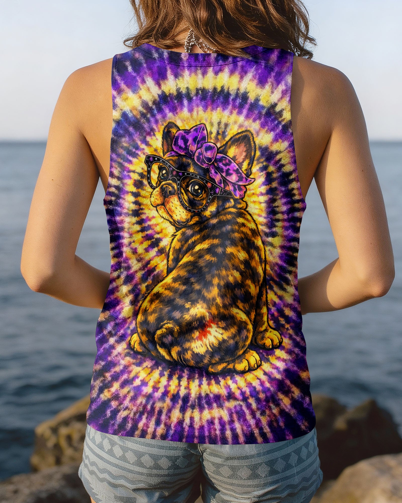 FRENCH BULLDOG PURPLE & YELLOW SWIRL ALL OVER PRINT - TLTW1103263
