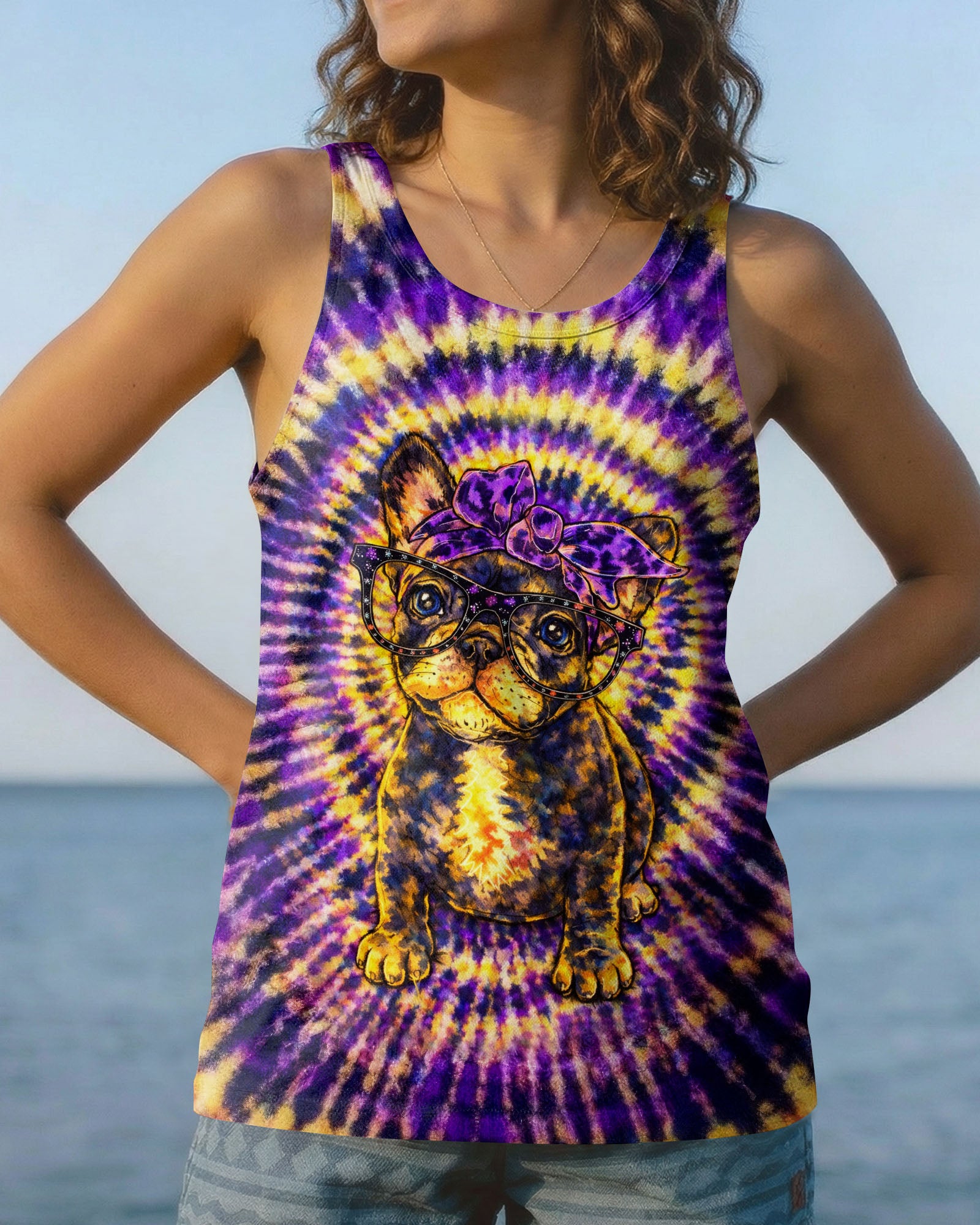 FRENCH BULLDOG PURPLE & YELLOW SWIRL ALL OVER PRINT - TLTW1103263