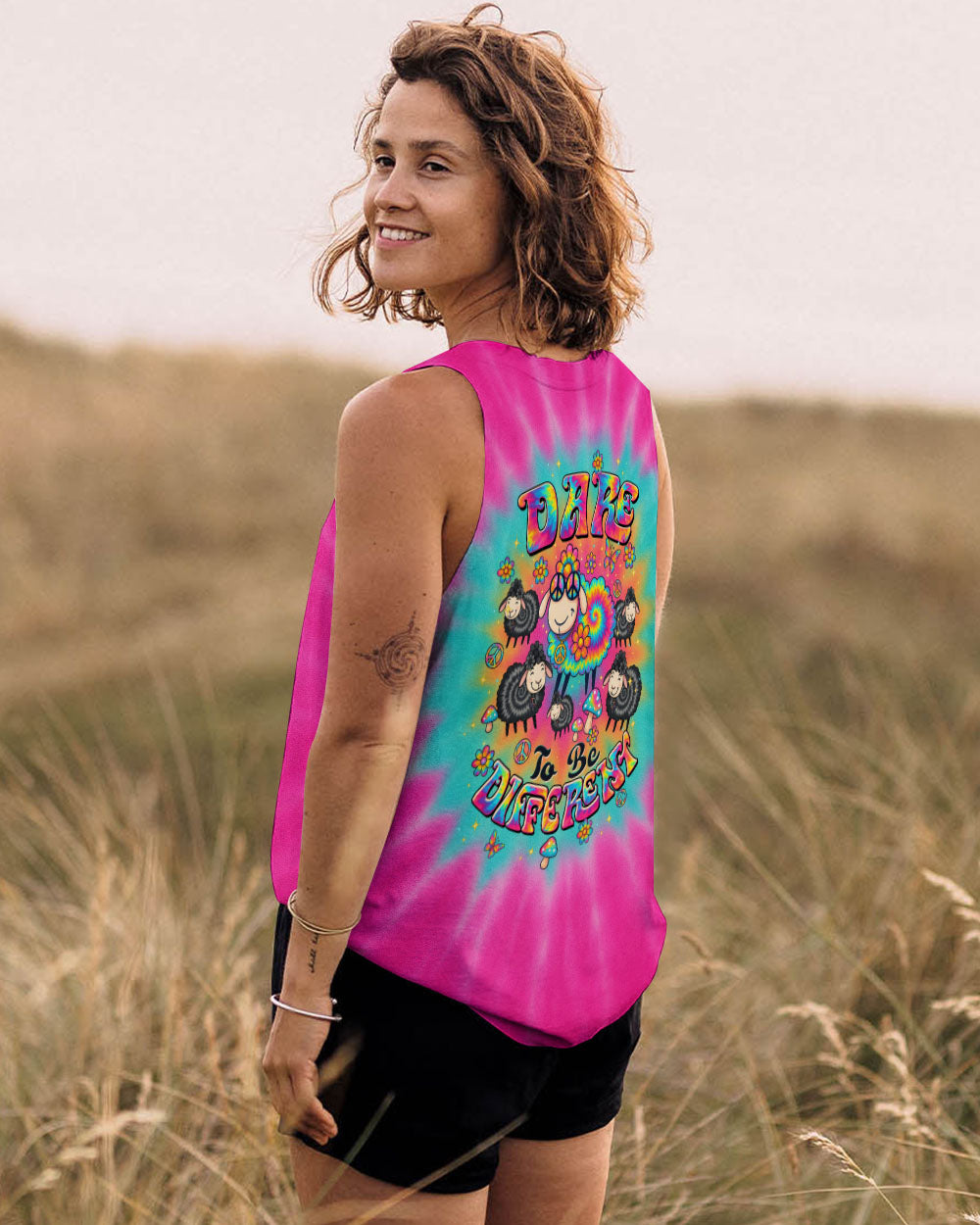 DARE TO BE DIFFERENT SHEEP TIE DYE ALL OVER PRINT - TLTW1007254