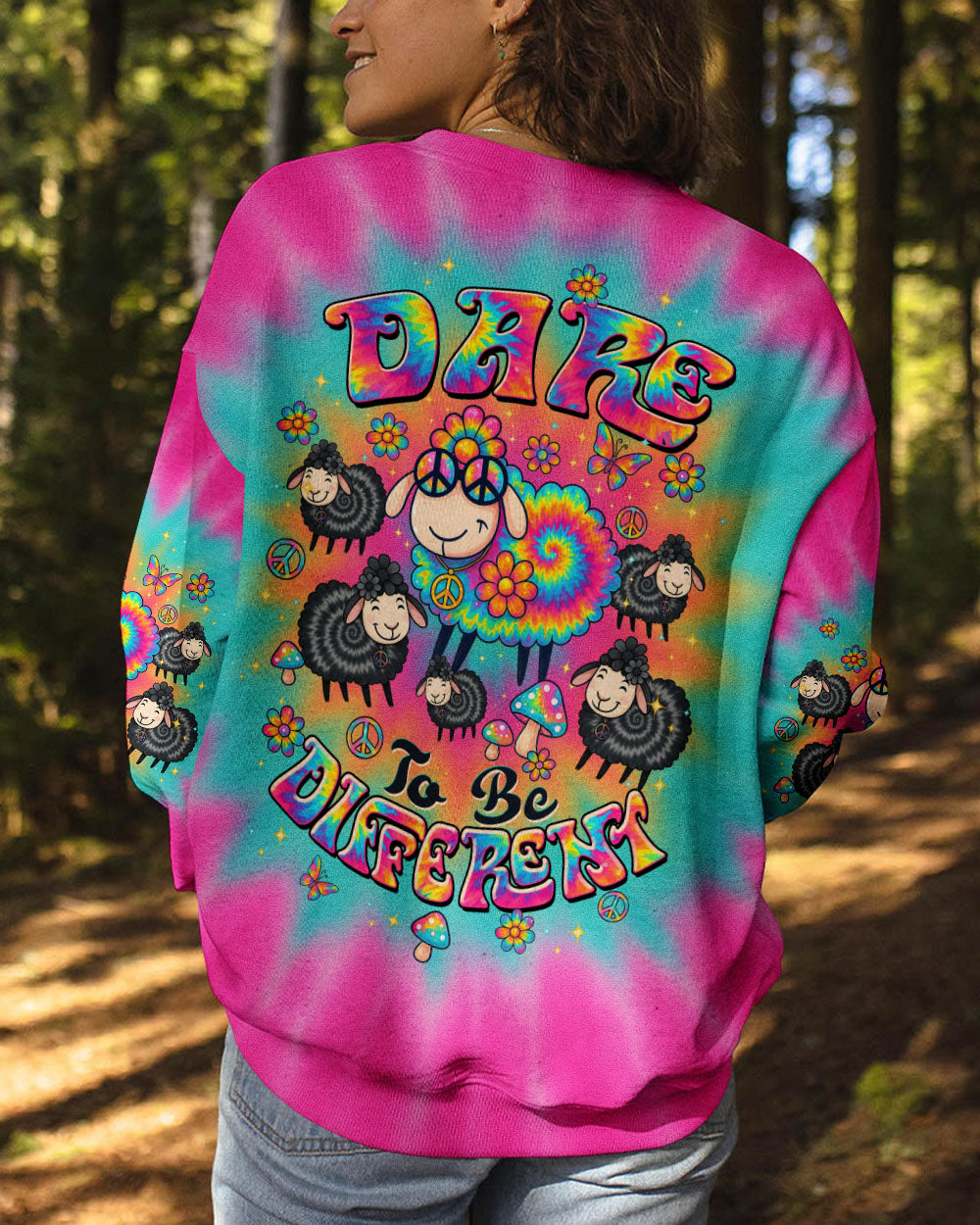DARE TO BE DIFFERENT SHEEP TIE DYE ALL OVER PRINT - TLTW1007254