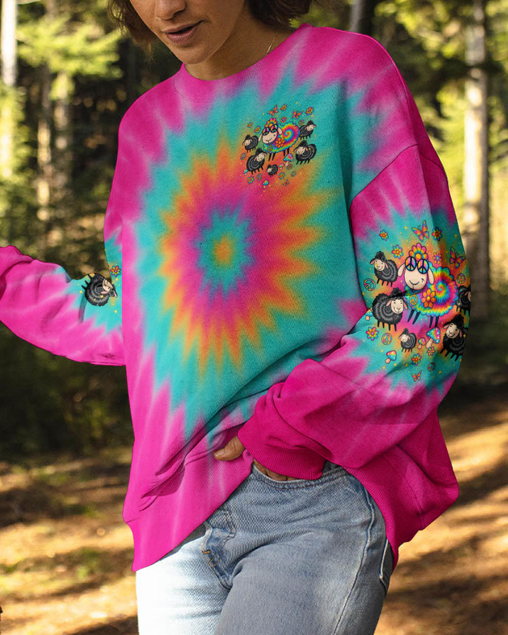 DARE TO BE DIFFERENT SHEEP TIE DYE ALL OVER PRINT - TLTW1007254