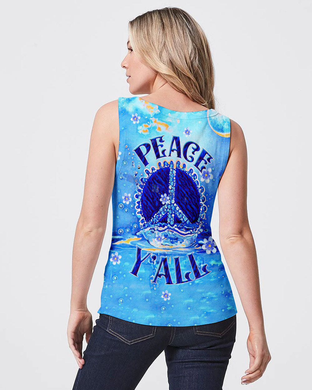 PEACE Y'ALL WATERCOLOR ALL OVER PRINT - TLTW1008238