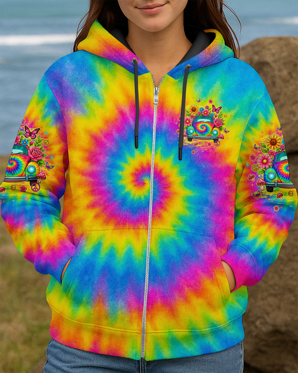 RUNNING AGAINST THE WIND CAR TIE DYE ALL OVER PRINT - TLTW1009253