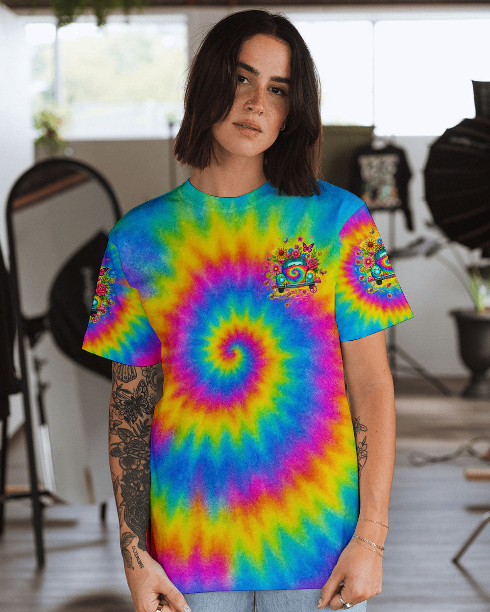 RUNNING AGAINST THE WIND CAR TIE DYE ALL OVER PRINT - TLTW1009253