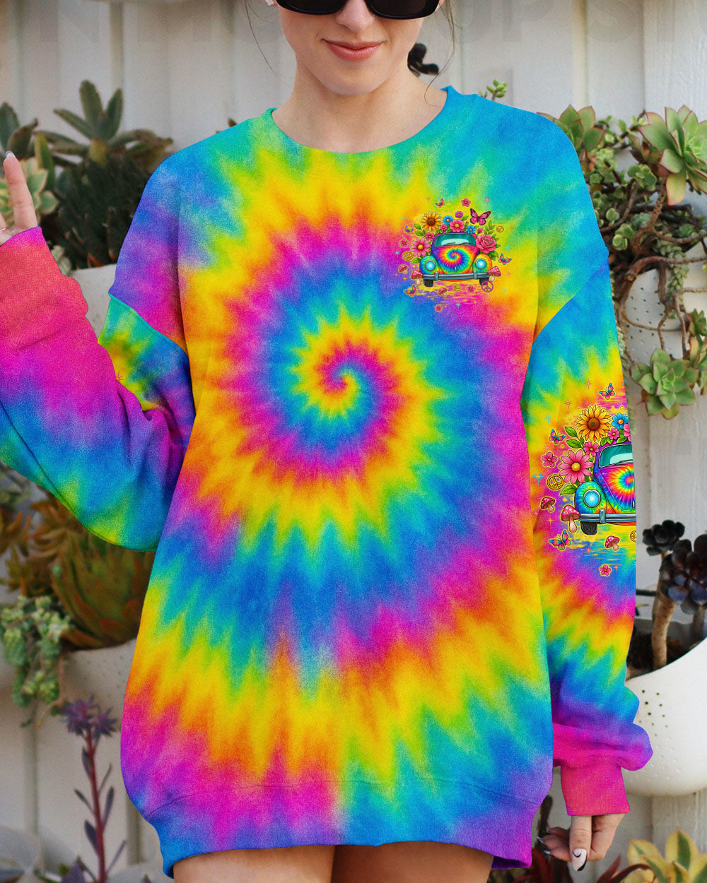 RUNNING AGAINST THE WIND CAR TIE DYE ALL OVER PRINT - TLTW1009253